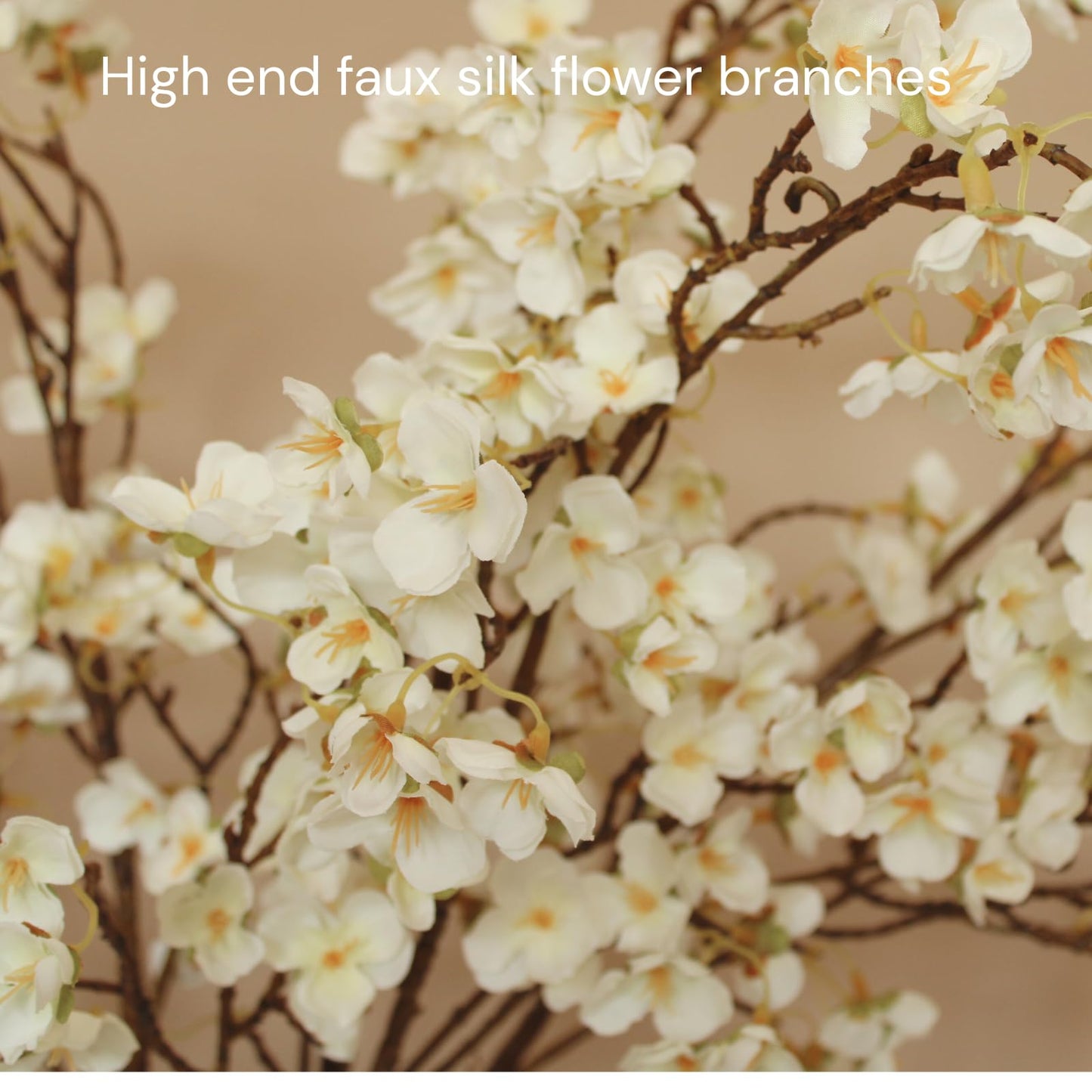 White Cherry Blossom Branches – 6 Pcs 33.5" Long Stem Artificial Flowers for Tall Vase, Premium Faux Silk Spring Decor, Realistic Fake Cherry Blossoms for Home, Wedding & Table Centerpieces