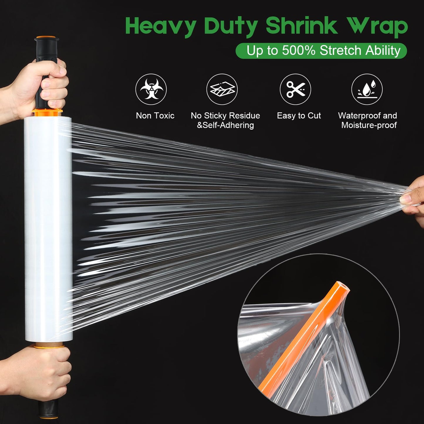 4 Rolls Stretch Wrap 15"x1000 Feet Stretch Film Shrink Wrap Packing Moving Suppliers for Shipping Moving Suppliers Packing Pallet Wrapping Surface Protection 60 Gauge (4 Rolls)