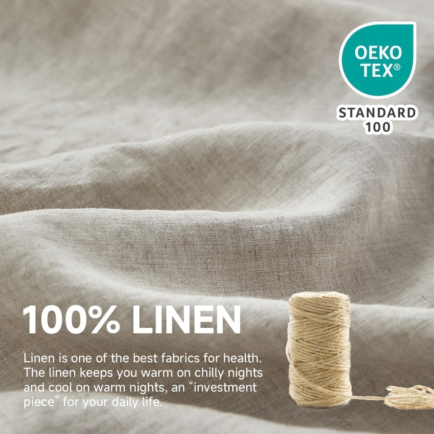 Simple&Opulence 100% Linen Duvet Cover Set, Natural French Flax Duvet Cover Twin Size, Breathable Soft Comfy Linen Bedding Comforter Cover with 1 Pillowcase (68"x86")