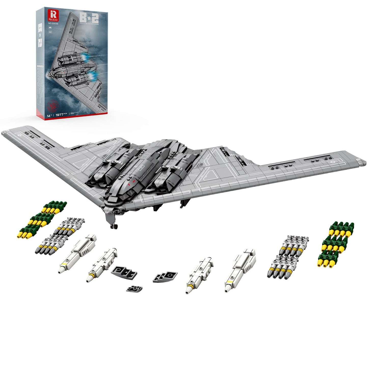 Reobrix Fighter Jet Building Set 33038, B2 Military Bomber Plane for Adults, Aviation Airplane Cool Jet Model Collection for Boys,Ideal Gifts for Kids 14+, Men and Military Fans