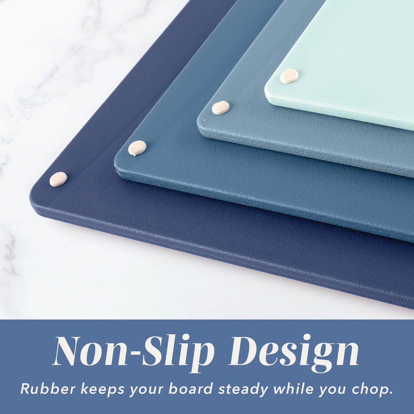 COOK WITH COLOR Non-Slip Cutting Board Set – Kitchen Essentials with Easy Grip Handle for Meat, Veggies, and Fruits, 4 Cutting Boards, Blue-New