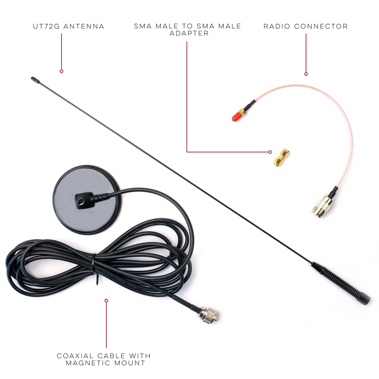 Authentic Genuine Nagoya UT-72G Super Loading Coil 19-Inch Magnetic Mount (Heavy Duty) GMRS (462MHz) Antenna PL-259, includes additional SMA Male & Female Adaptors for GMRS Handheld Radios