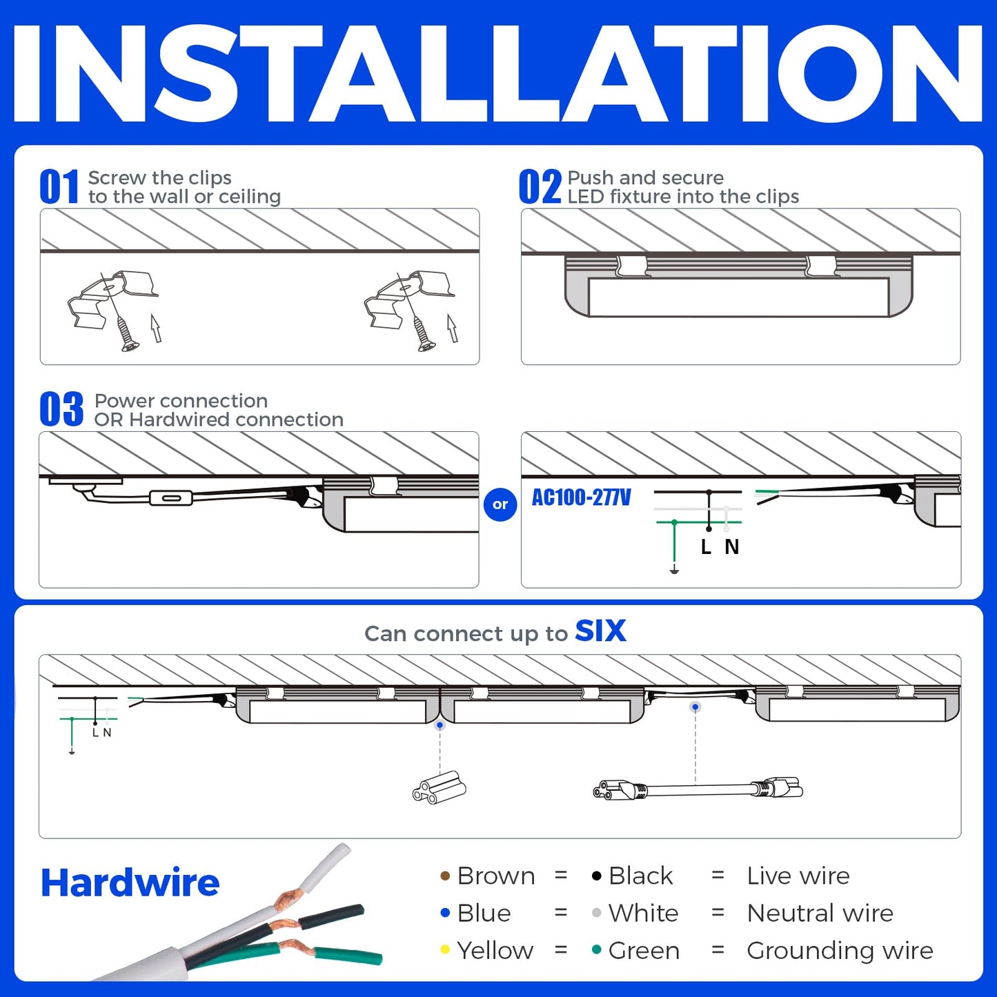 Barrina LED Shop Lights, 40W 5500LM 5000K, 4FT Integrated Fixture, V Shape,T8 Light Tube, Daylight White, Clear Cover, High Output, LED Shop Lights for Garage Warehouse Workshop Basement (Pack of 6)