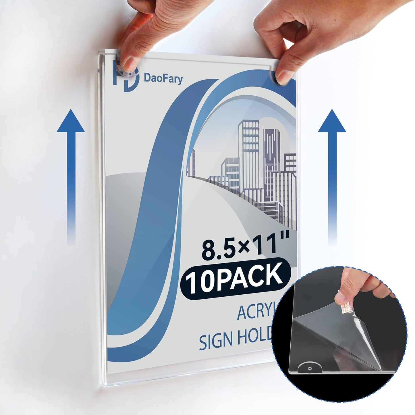 Daofary Acrylic Sign Holder 8.5 x 11 Wall Mount, 6 Pack Clear Acrylic Wall Picture Frame with Double-Side Tape, Document Paper Poster Display for Office, Store, Restaurant (Adhesive Tape, Screws & Hanging Rope Included)