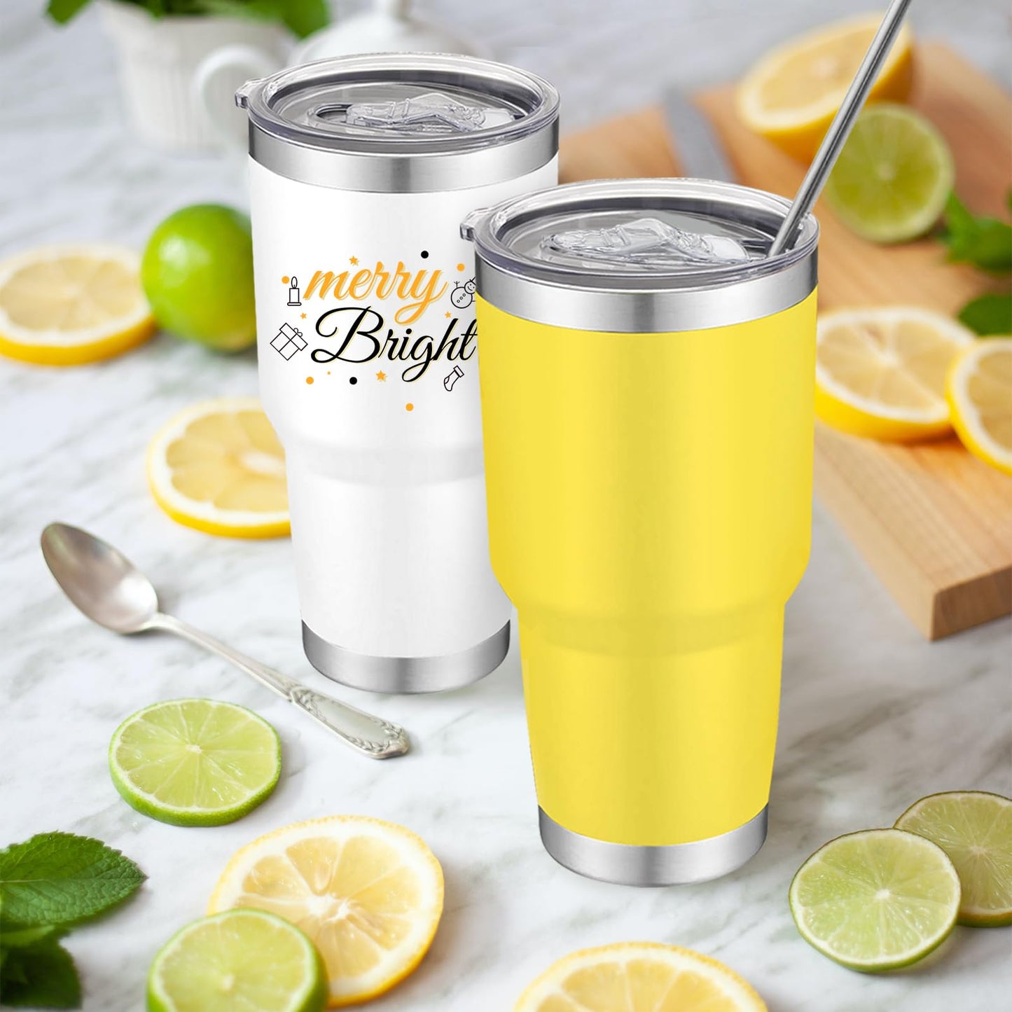 YOUKE OLA 12 Pack Insulated Tumbler - 30oz Stainless Steel Double Wall Vacuum Travel Coffee Tumbler Cup with Lid and Straw for Cold & Hot Drinks (Mixed Colors)