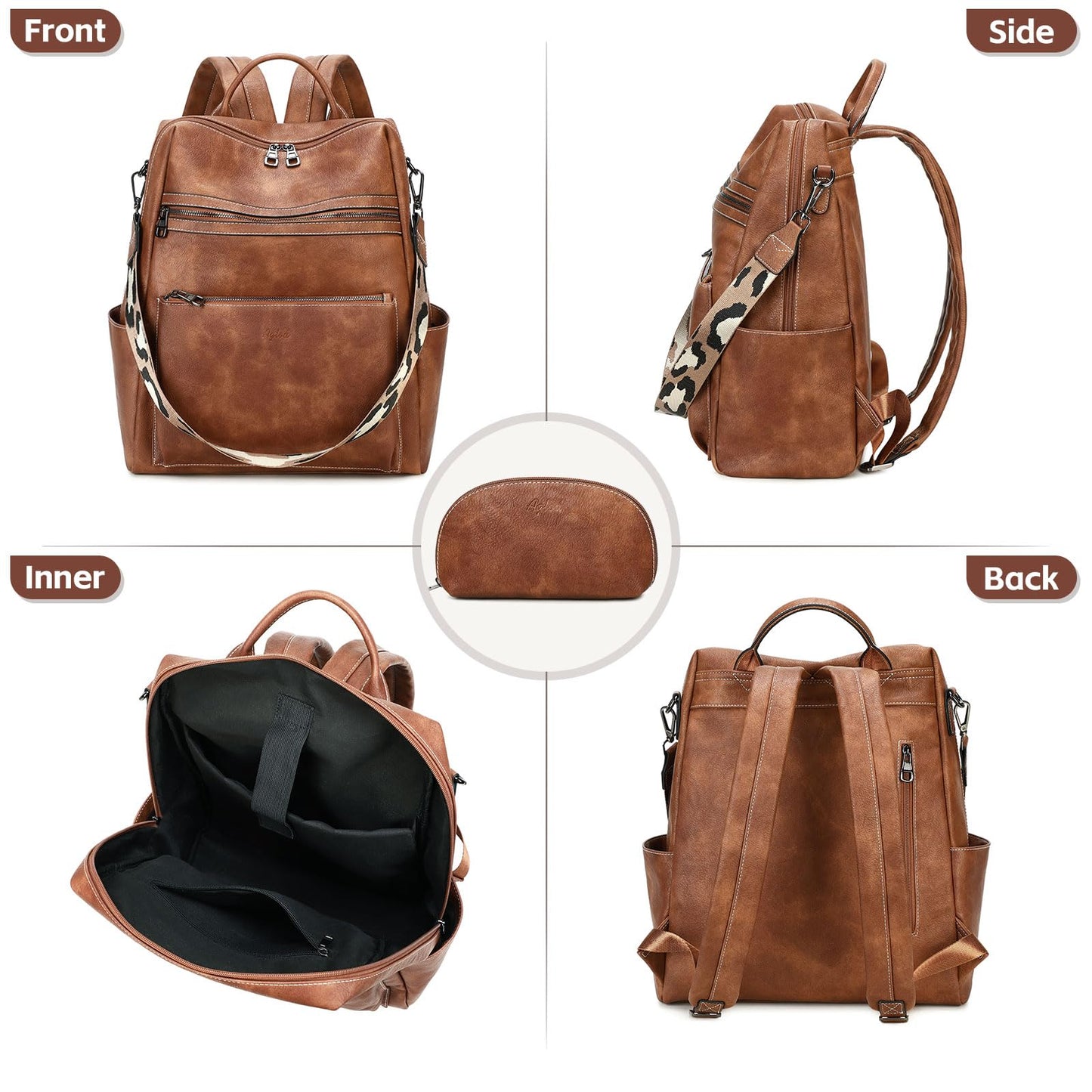 AGLOD Vegan Leather Laptop Backpack for Women 15.6 Inch Work Backpack Purse for Travel College