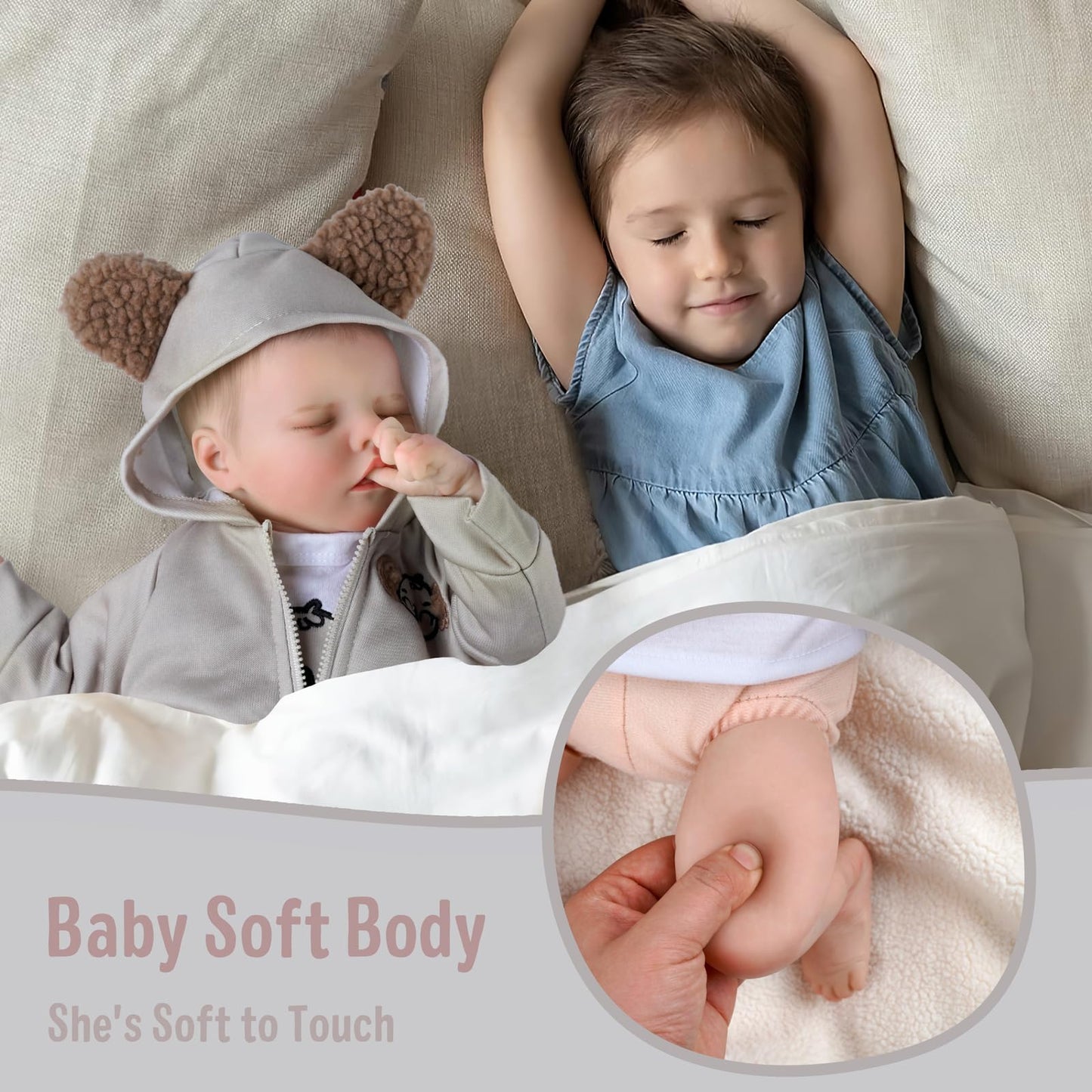 JIZHI Realistic Reborn Baby Dolls Girl, 17 Inch Lifelike Newborn Real Life Baby Girl Dolls Soft Vinyl and Cloth Body with Feeding Kit Gift Box for Kids Age 3+
