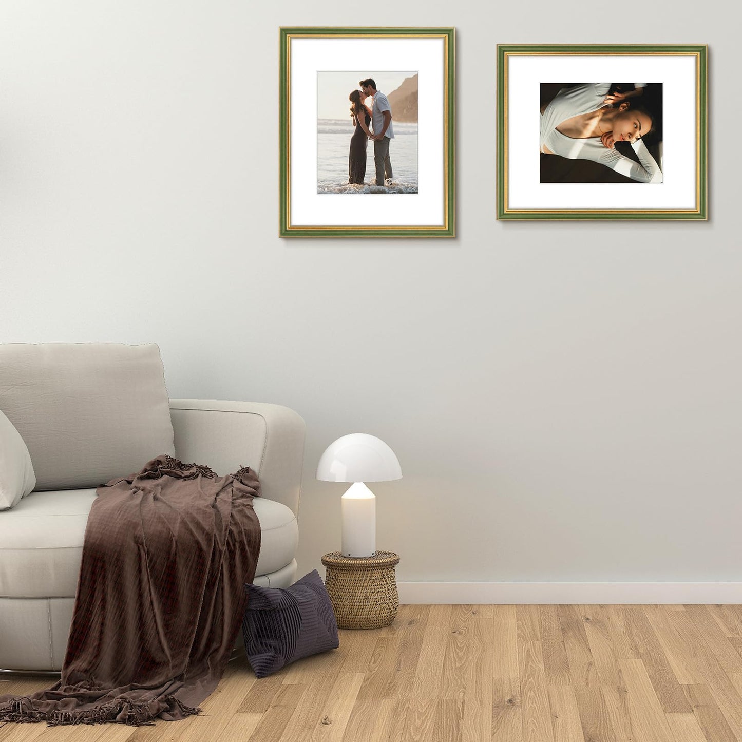Golden State Art,16x20 Ornate Picture Frame with White Mat for 11x14 Photo or Display 16 x 20 Print without Mat Color Green Gold(Plexiglass Front)