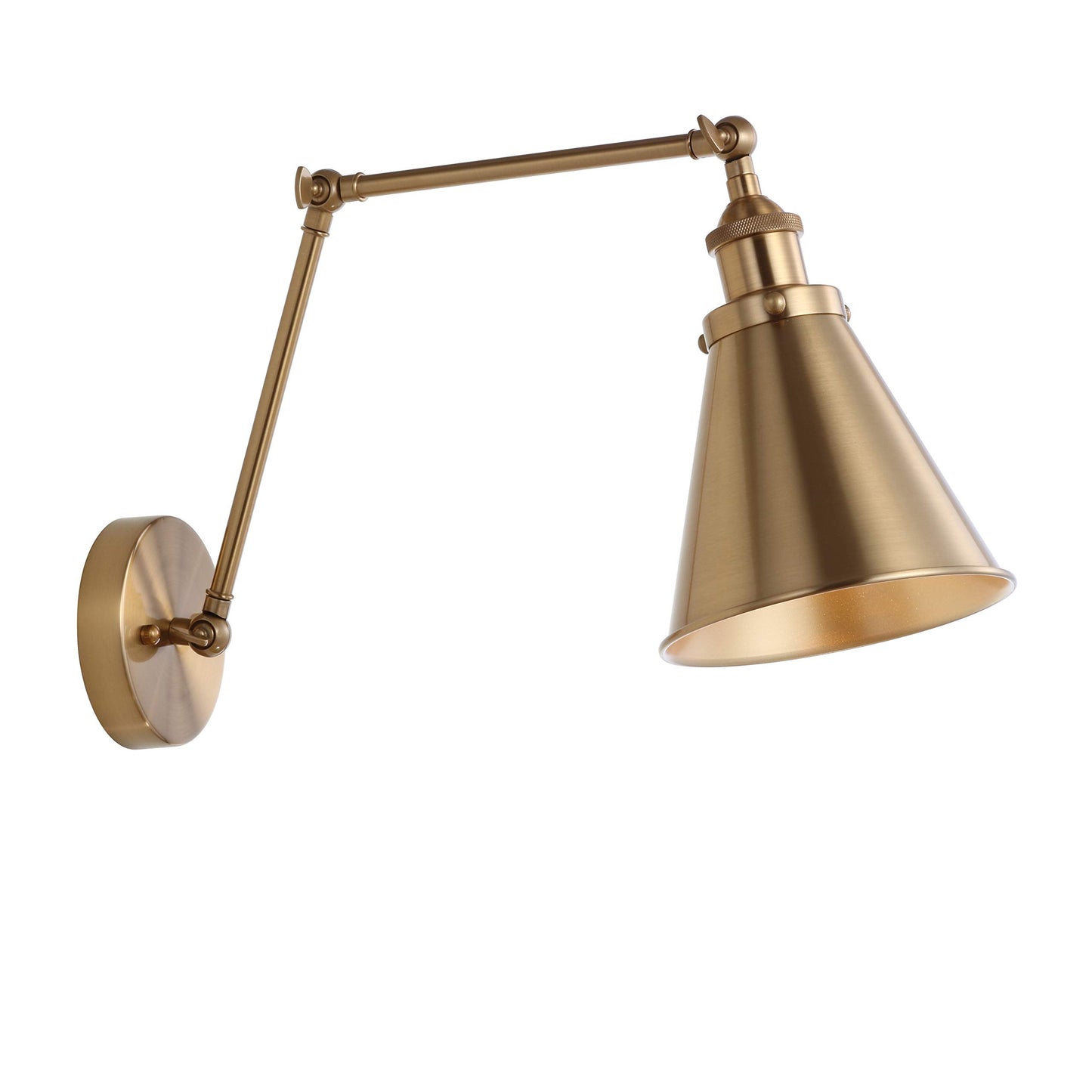 JONATHAN Y JYL7461A Rover 7" Farmhouse Industrial Adjustable Arm Metal LED Wall Sconce Rustic Bohemian 2700K LED 4W Bulb for Entryway Lobby Kitchen Bathroom Bedroom Living Room Hallway, Brass Gold