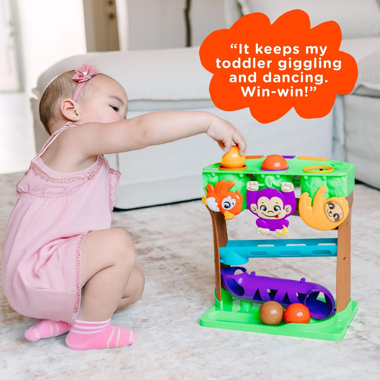 Move2Play, Hungry Jungle Animals, Interactive Toy for 1+ Year Olds, 6 to 12 Months, Baby Toy, 1 Year Old Birthday Gift for Girls, 9-12 Months, 6 7 8 9 10 12+ Months