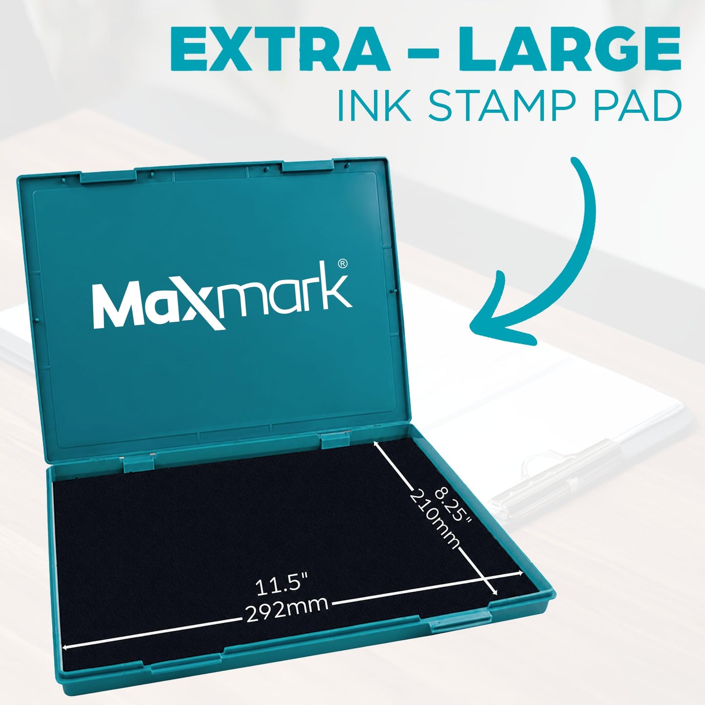 MaxMark Extra Large Black Ink Stamp Pad - 8.25" x 11.5" - Industrial Felt Pad - Black Color