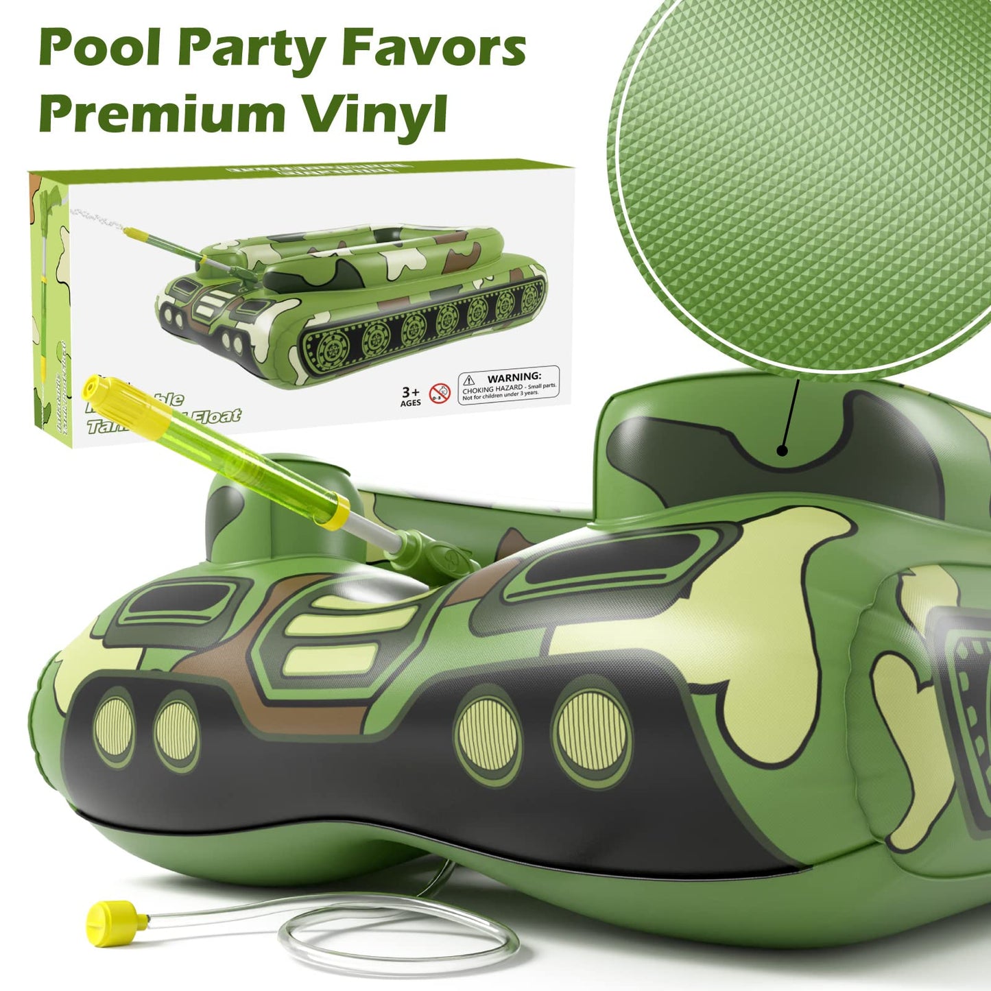 Inflatable Tank Pool Floats - Jasonwell Kids Pool Floaties Swimming with Water Cannon Gun Swim Floaty Rafts Lake Beach Party Pool Toys for Boys Girls Toddlers (Tank Float for Adults)