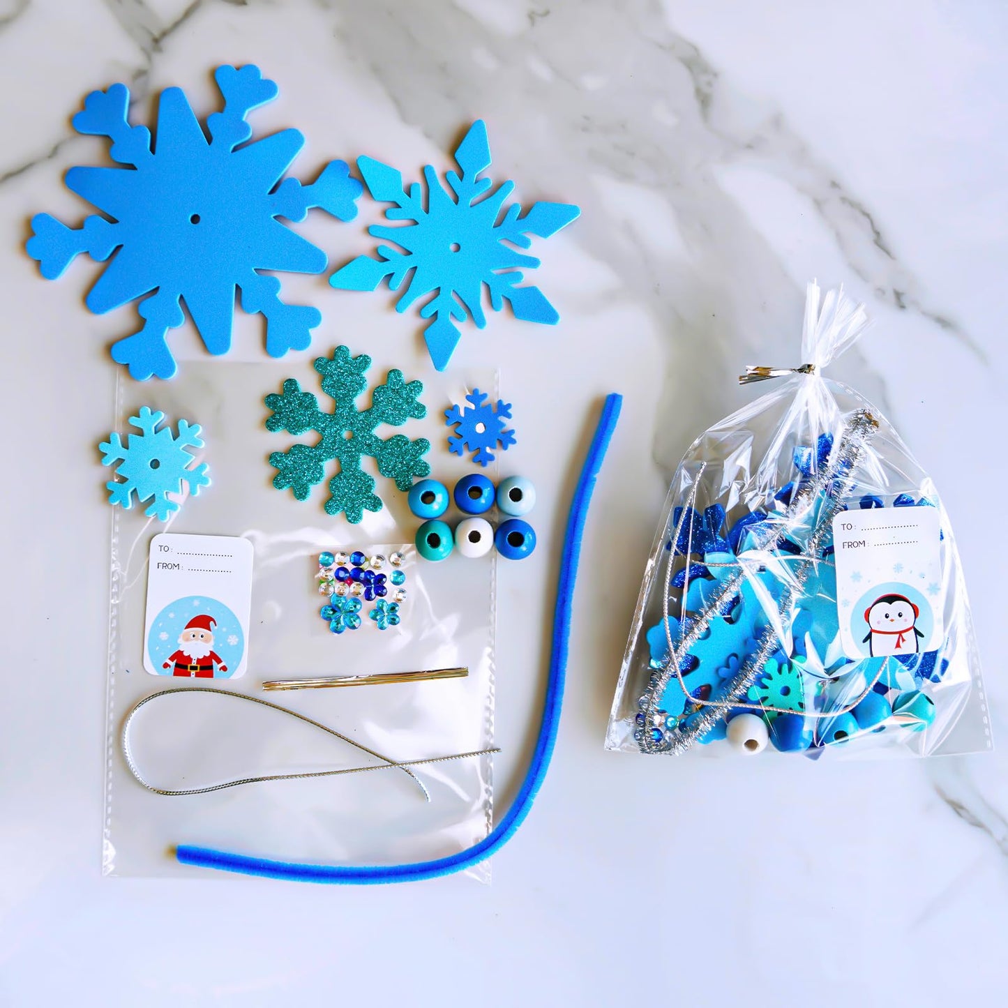 Winlyn 24 Sets Holiday Craft Kits 3D Snowflake Christmas Tree Ornament Art Sets