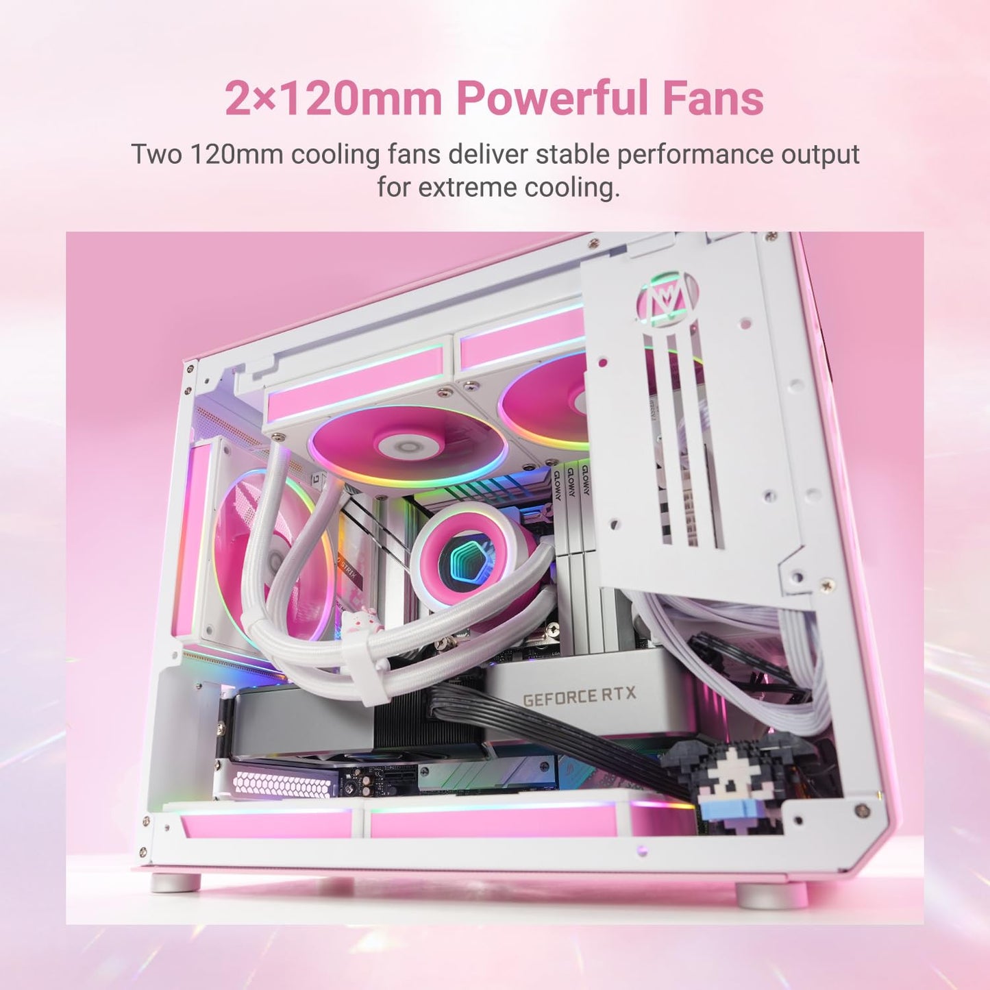 ID-COOLING FX240 INF Pink Edition 240mm Liquid CPU Cooler, AIO Cooler with ARGB Infinity Mirror Effect, 2x120mm Daisy-Chained Fans Low-Noise Operating 29.9dB(A) Max., Intel & AMD Compatible