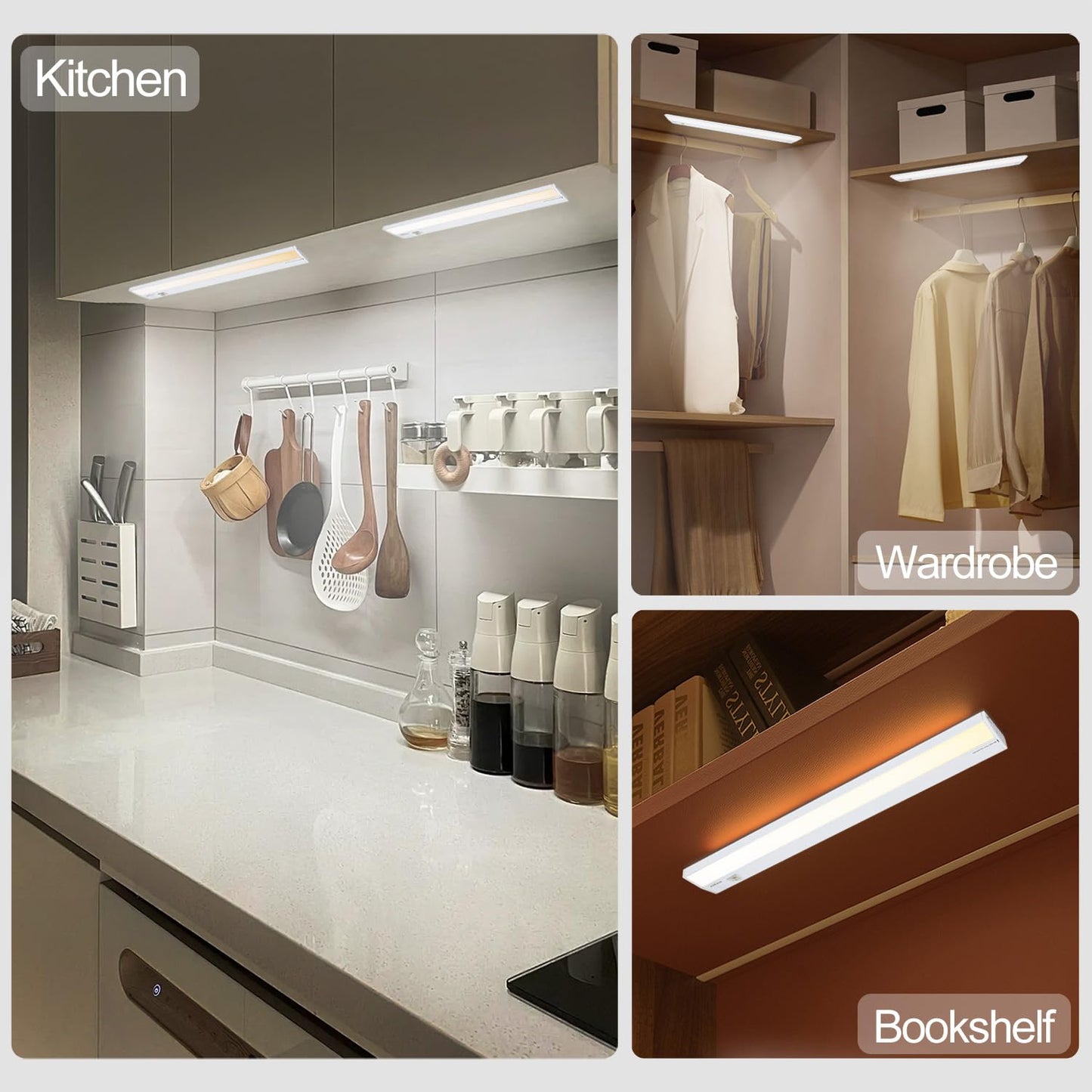 Ansen 4Packs of Under Cabinet Lighting Hardwired, 24IN 18W 1237LM, Dimmable Led Light for Kitchen/Bar/Closet, CRI>92, R9>90, 3 Color Temperature, 3000K/4000K/5000K(Warm White, Cool White, Daylight)