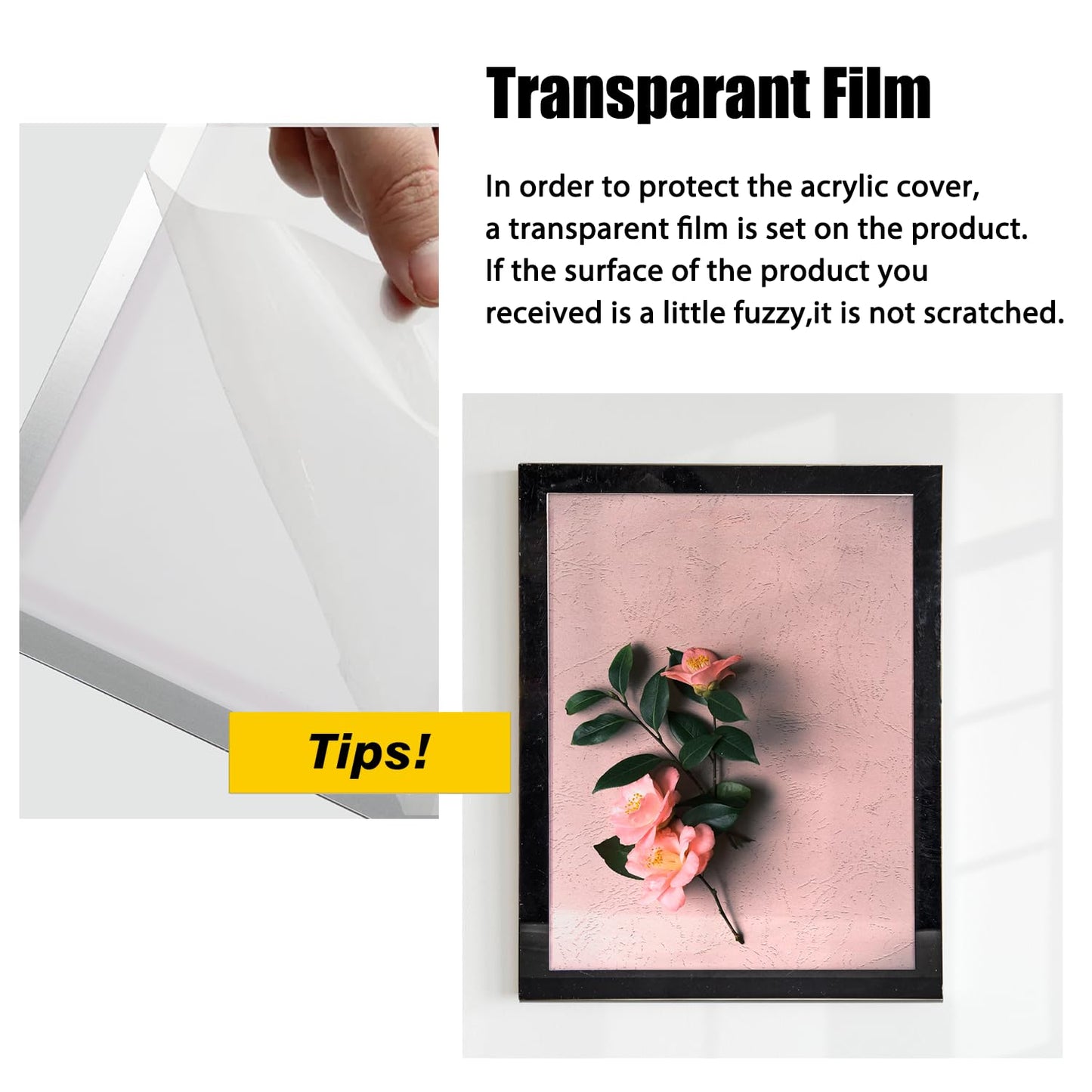 Golemas Acrylic Magnetic Sign Holder, Easy-Opening 8.5 x 11 Wall Mount Display Frames, Self Adhesive Back Plastic Clear Document Frame, Horizontal & Vertical Display (Black, 12Pack)