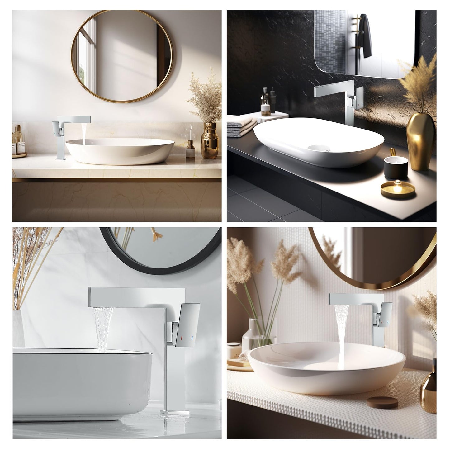 Chrome Tall Bathroom Sink Faucet Ultra Thin Design, Single Handle Vessel Faucet for Bathroom Sink,1 Hole Lavatory Bowl Sink Faucets Solid Brass(Chrome)