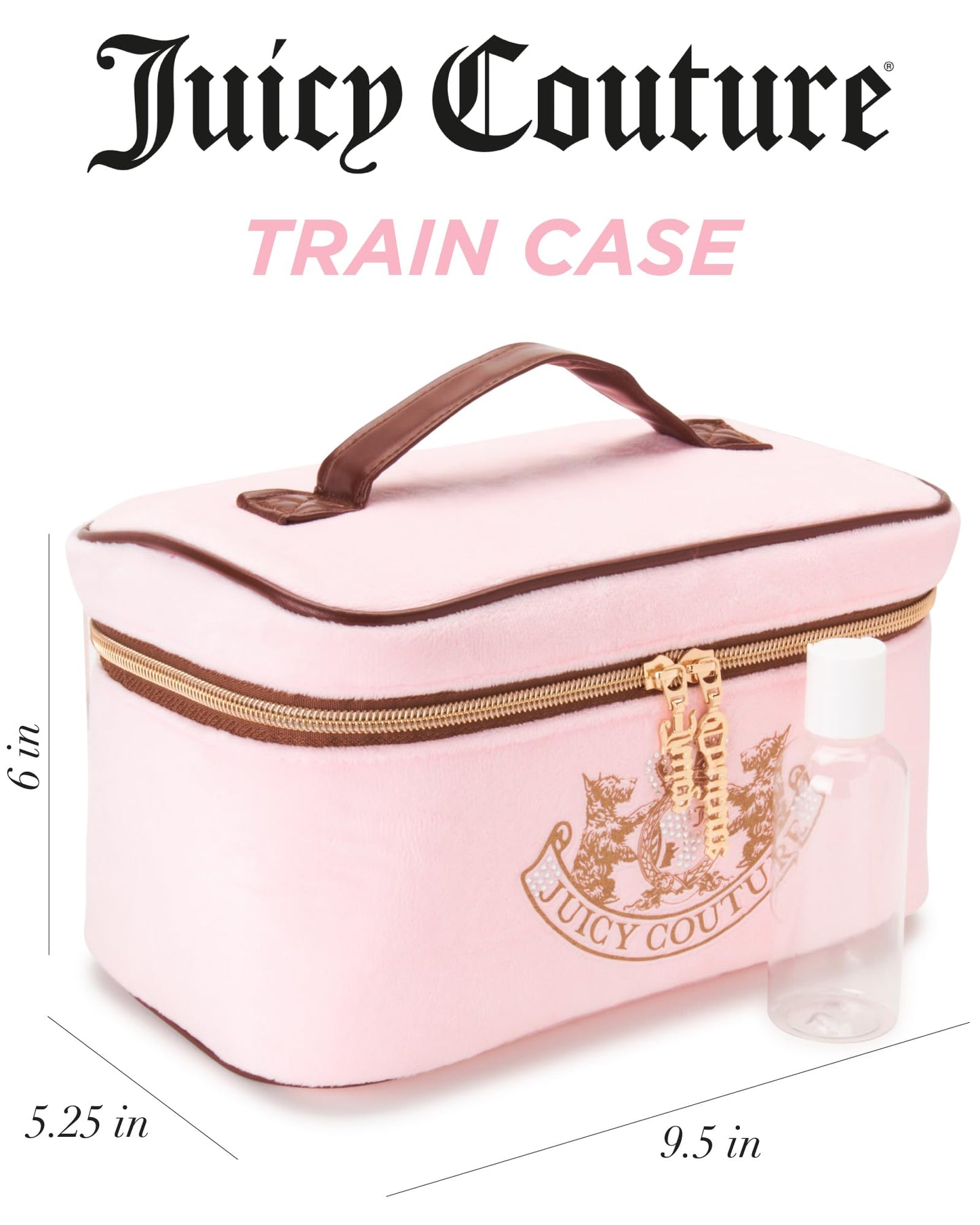 Juicy Couture Women's Cosmetics Bag - Travel Makeup and Toiletries Train Case Organizer, Size One Size, Light Pink