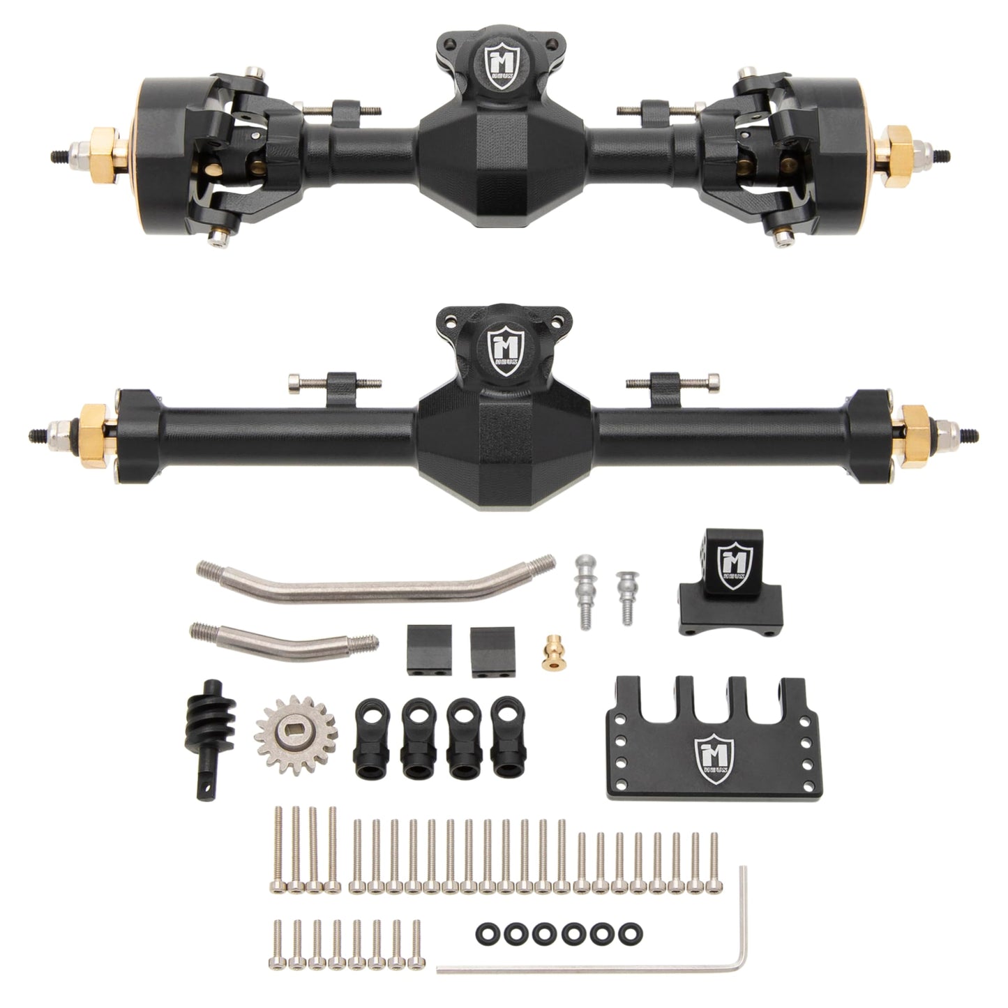 MEUS RACING SCX24 Axles Isokinetic 3-Section CVD 52° Max. Steering Angle +5mm Widened SCX24 Upgrades for Axial SCX24 Deadbolt C10 JLU Gladiator Bronco 1/24 RC Crawler (Front and Rear- Black)