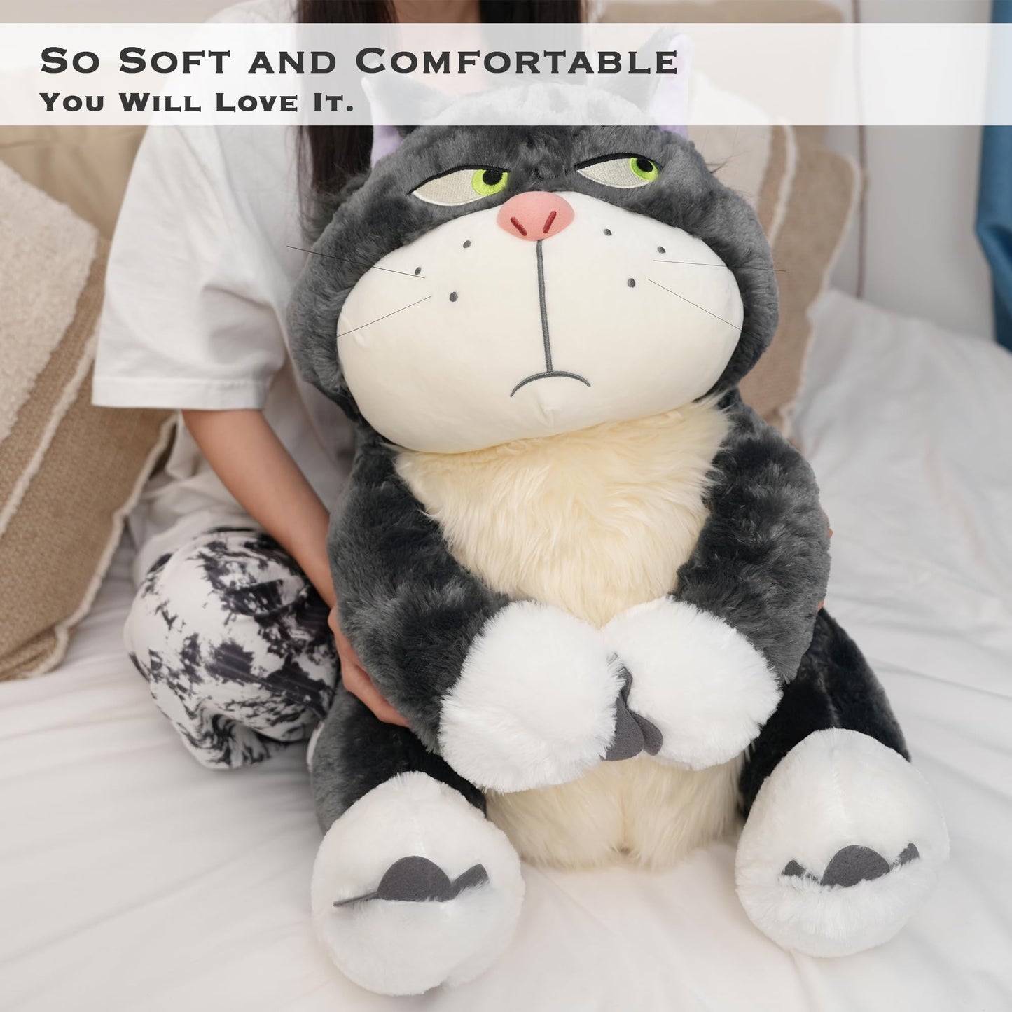 Juju Lucifer Cat Plush (26 in) - Large Stuffed Animals - Big Stuffed Animal Plushie - Giant Stuffed Animal Cute Plushies - Cat Stuffed Animals Black Cat Plush - Big Stuffed Animals Cat Stuffed Animal