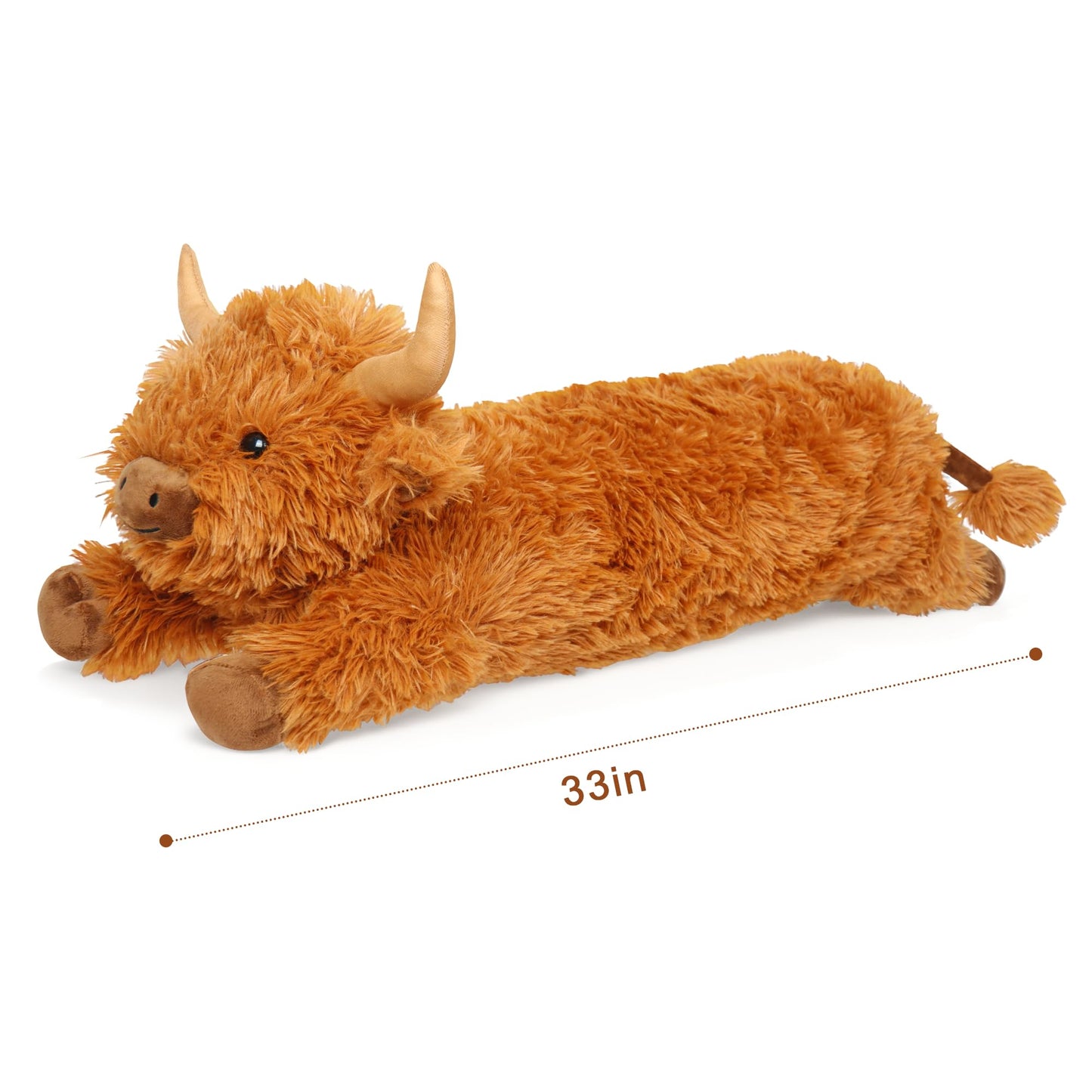 Highland Cow Stuffed Animal 33",Long Highland Cow Plush, Cattle Body Pillow Plushies Gifts for Kids and Adults
