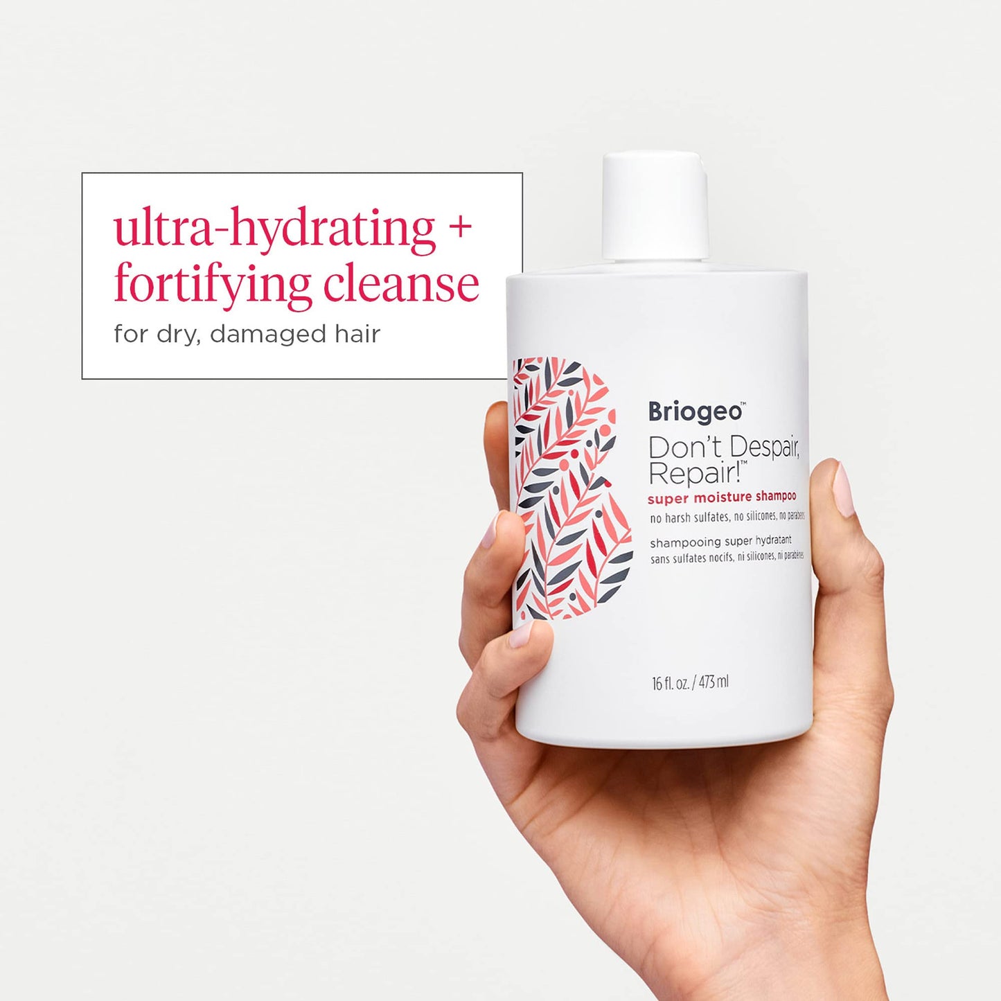 Briogeo Don't Despair, Repair! Super Moisture Shampoo, Dry Damaged Hair, Hair Shampoo with Argan Oil for Hair, Hair Moisturizer Hair Treatment, Protein Shampoo, Vegan, Cruelty-Free, 16 fl oz