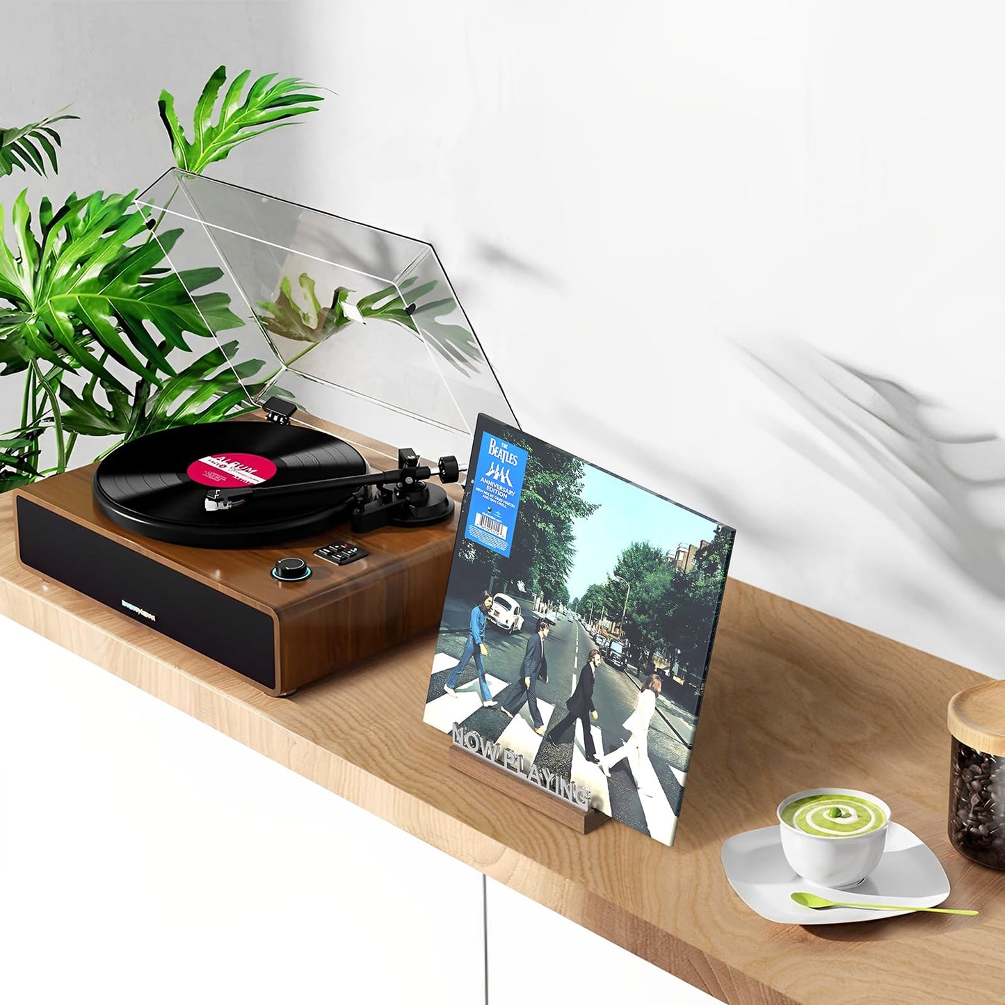 KORRTFID Now Playing Vinyl Record Stand, Vinyl Record Holder, Light Up Vinyl Record Display Stand, Vinyl Record Holder for Albums, Warm White Light with Fingerprint-Proof Acrylic Letters