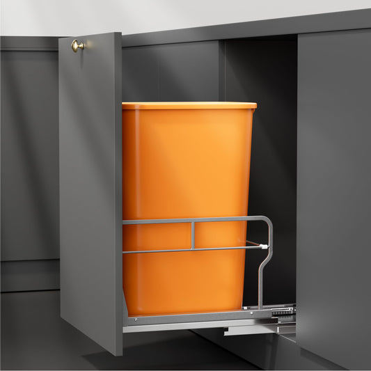 YJHome Pull Out Trash Can Under Cabinet with Soft-Close Slides, Garbage Can Not Included, Cabinet Trash Can Pull Out Kit with Door Mounting Kit, Requires Minimum Cabinets Opening 12" W X 18" D