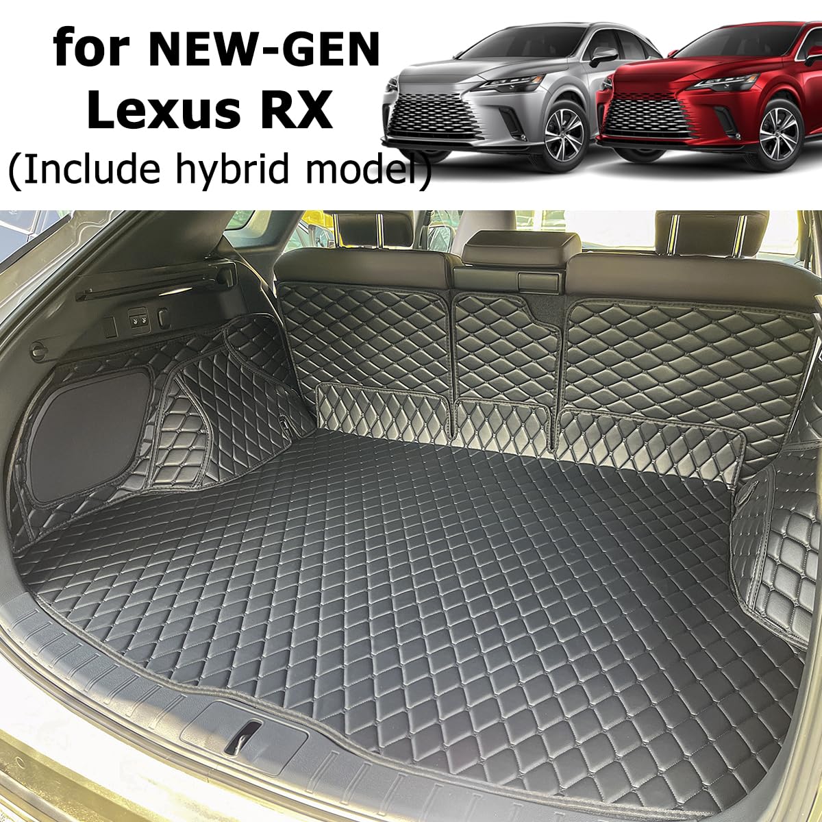 7DEEKEI Cargo Mat for 2023-2025 Lexus RX350 RX350H RX450H RX500H Trunk and Rear Backrest Cargo Liners All Weather Anti-Slip
