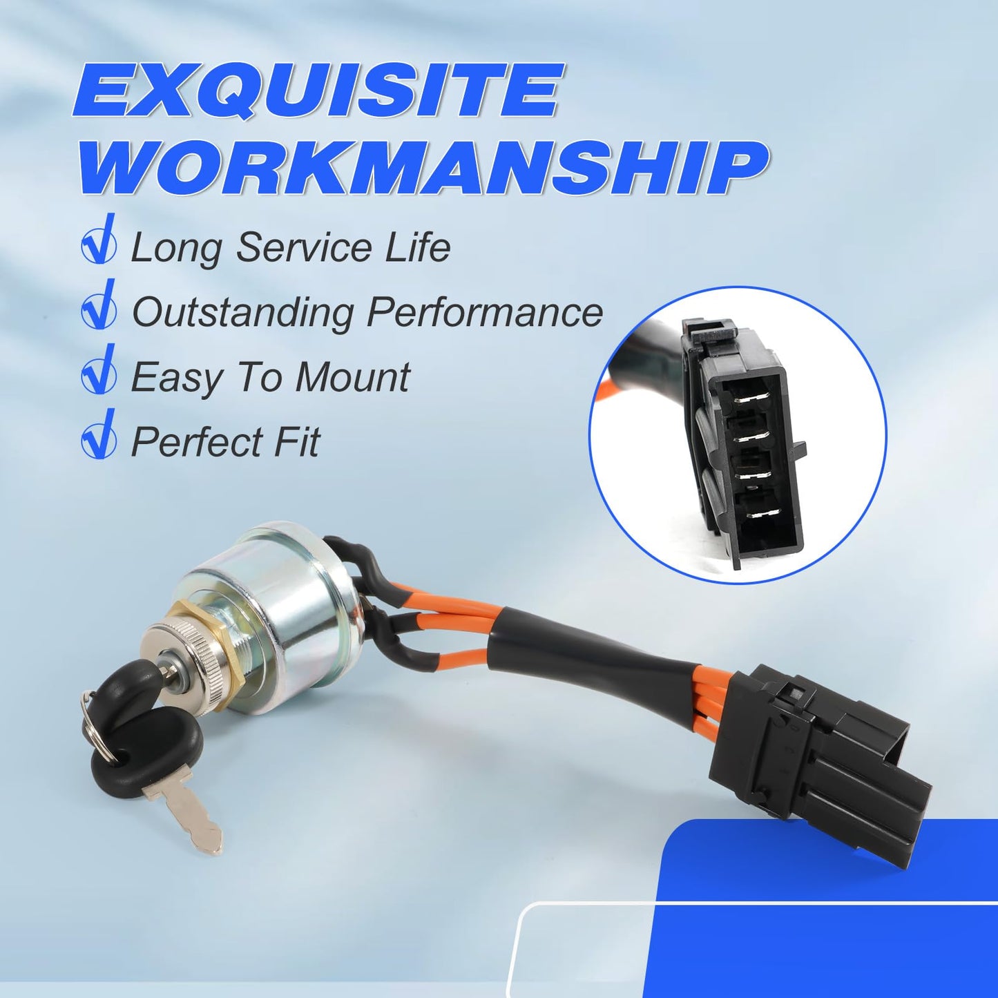 loosoo Ignition Lock Cylinder Starter Switch w/ 2 Keys Assembly 86569718 Compatible with New Holland Tractor 1530 1630 1725 1925 TC25 TC25D TC29 TC29D TC33 TC33D, 5A 12V, 2 Positions