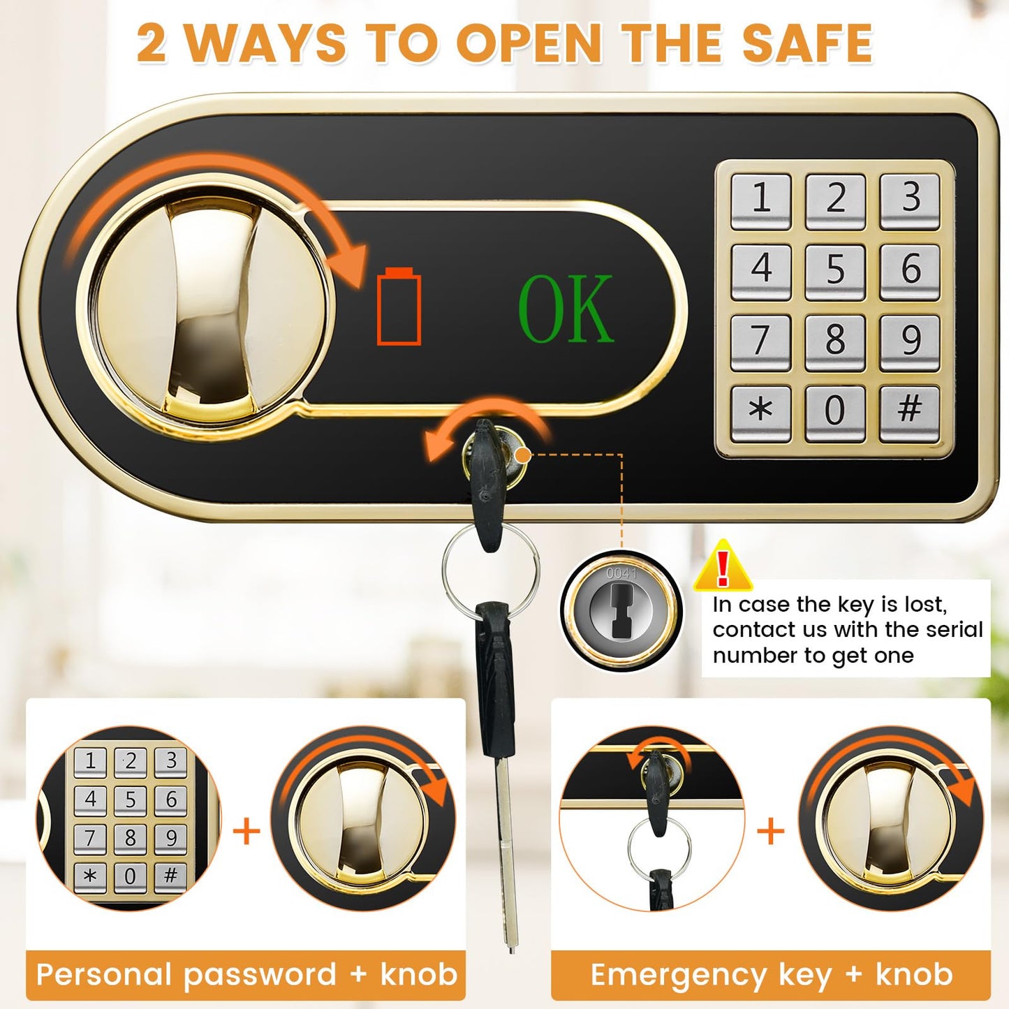 2.5 Cuft Fireproof Safe for Home, Safe Box Fireproof Waterproof with Digital Keypad and Manual Key, Removable Shelf, Fireproof Bag, Personal Security Fire Proof Safes for documents Money Valuables