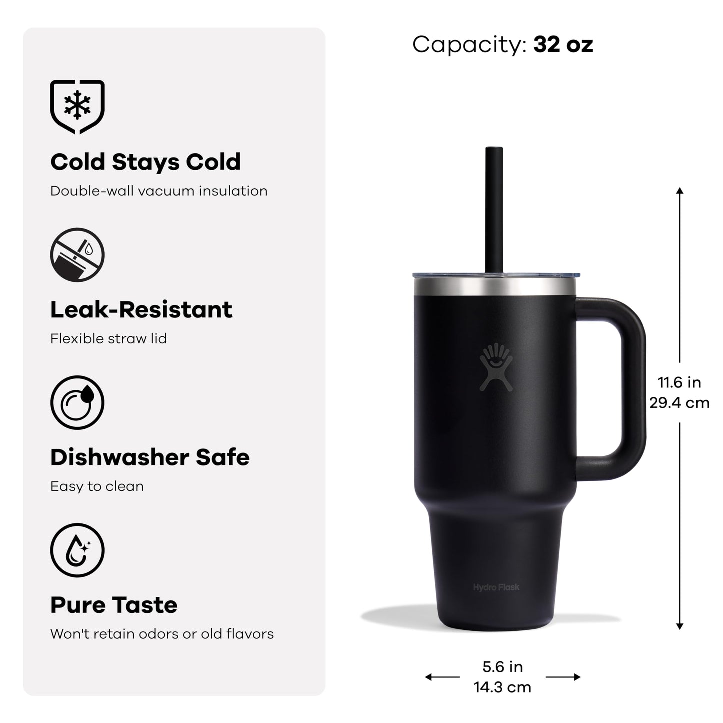 Hydro Flask 32 Oz Travel Tumbler with Handle, Clear Lid and Straw - Insulated Stainless Steel in 32 Oz Agave Green