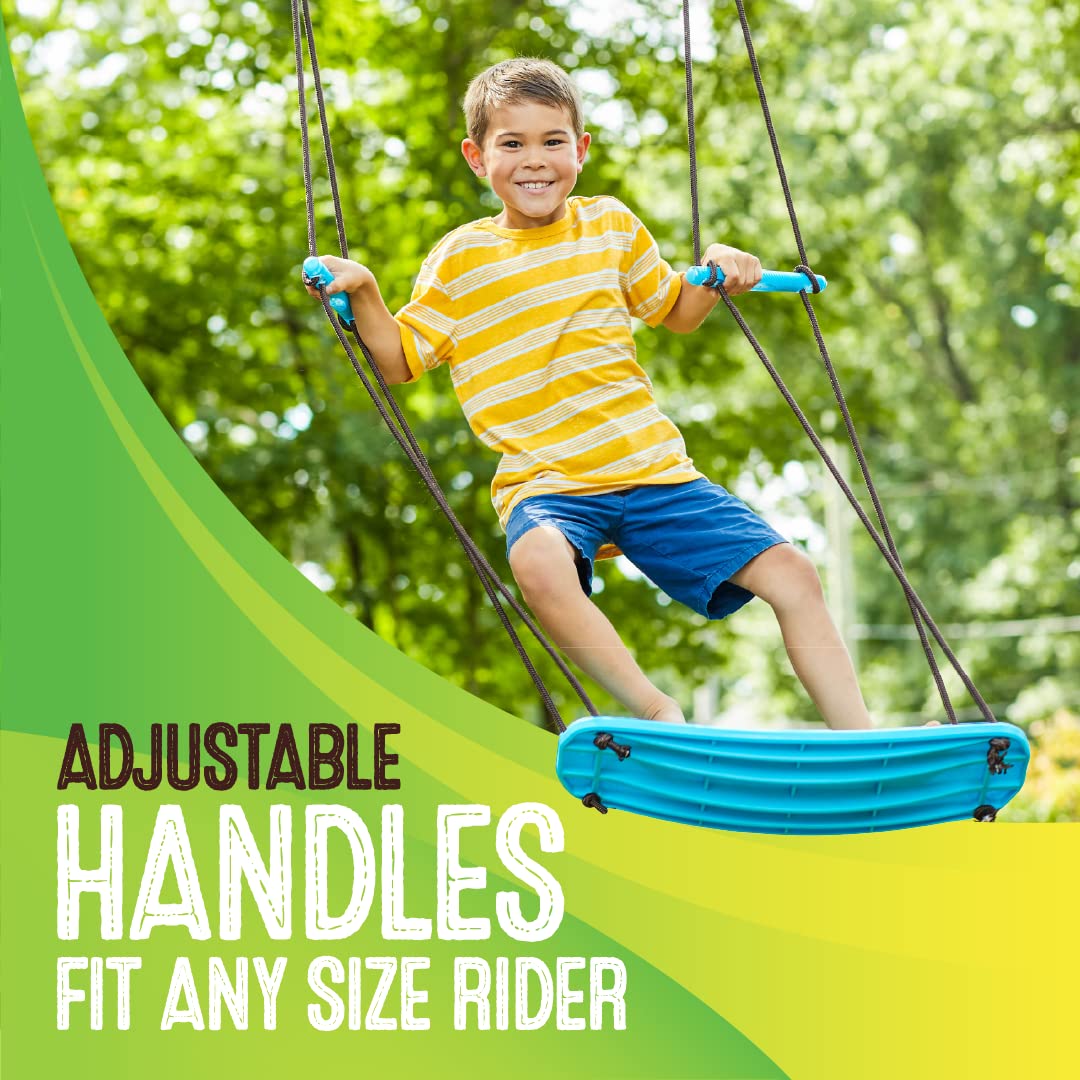 Swurfer Kick Stand Up Surfing Tree Swing Outdoor Swings for Kids Up to 200 Lbs - Hang from Up to 10 Feet High - Includes 24" SwingBoard, UV Resistant Rope, & Handles
