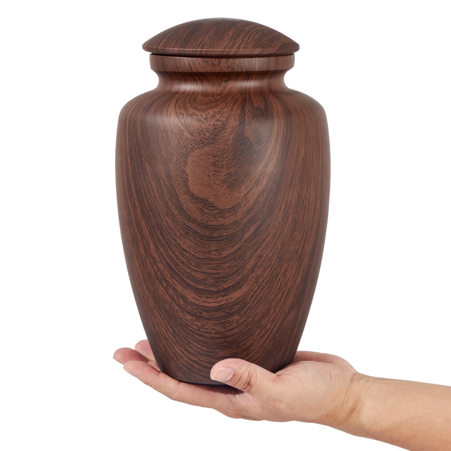 LINES ARTE Urn for Ashes Adult Male Female,Large Aluminum Wood Grain Cremation Urn for Ashes for Men Women,Memorial Decorative Urns for Man/Dad/Father/Brother/Grandpa(Up to 200 IBS)