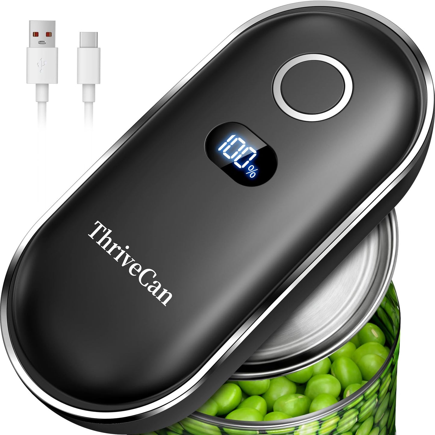 Thrivecan Rechargeable Electric Can Opener, One-Touch Automatic Can Opener with Smooth Edge, Effortless Can Opener for Seniors, Arthritis, Weak Hands, Home, Ideal Kitchen Tool for Daily Use