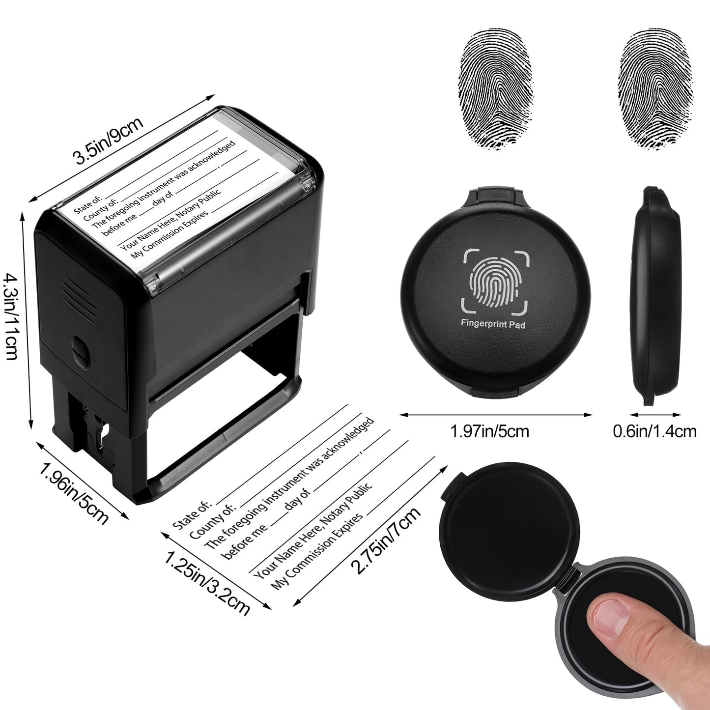 AmazingSpark 6 Pcs Notary Journal Log Book Thumbprint Fingerprint Ink Pad Notary Stamp and Bag and Invoice Receipt Book for Home, Office