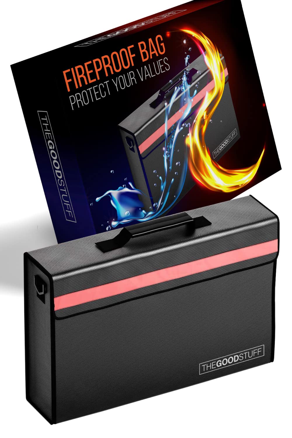 The Good Stuff Fireproof Document Box for Legal Documents, Passports, Cash, and Contracts, 5" x 11" 3.5" / 2000℉ Protect Your Notebooks, Binders, Folders, and Contracts
