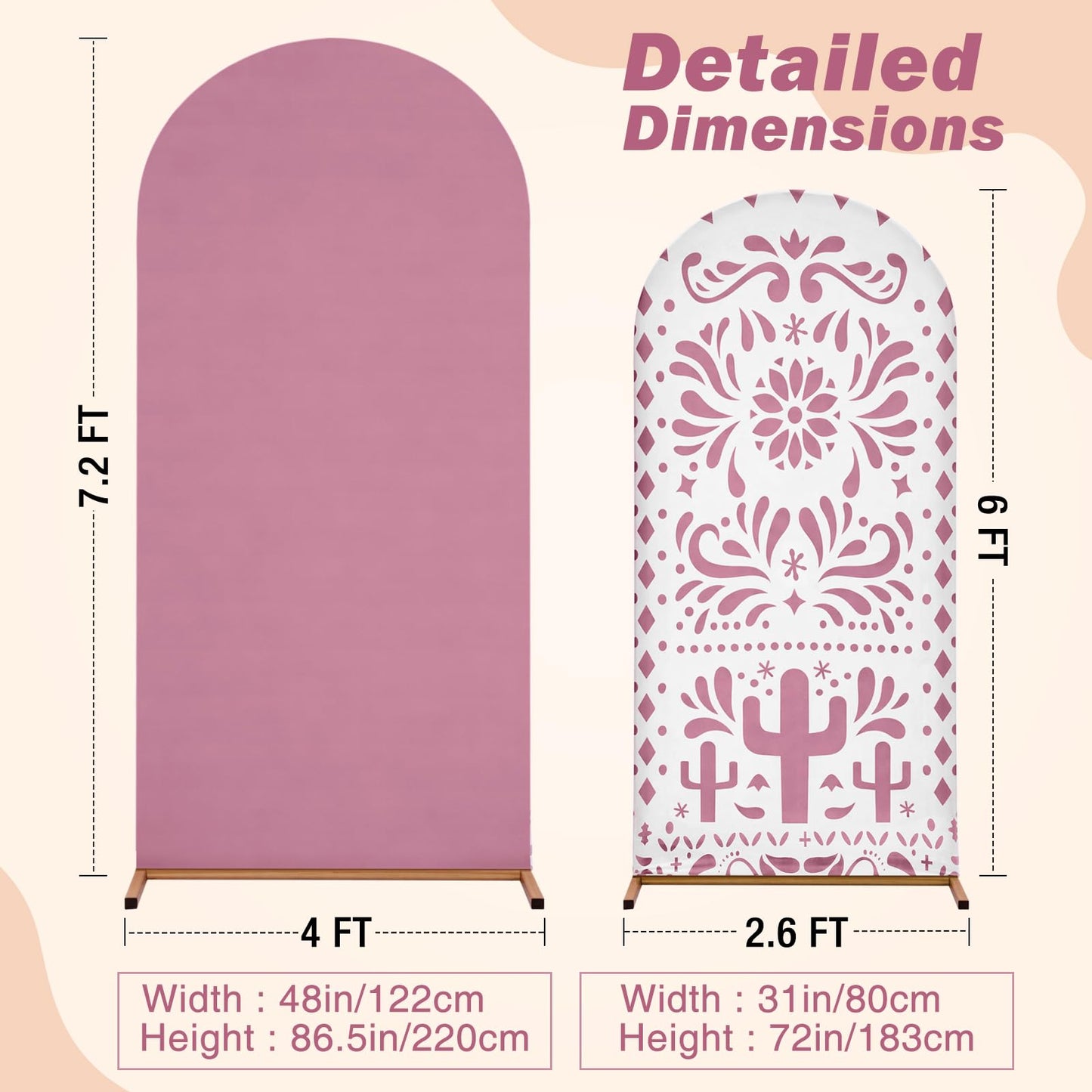 Tegeme 2 Pcs Mexican Fiesta Theme Arch Covers Backdrop Stretchy Fabric Covers for Cielito Lindo Party Decoration Baby Shower Birthday Bridal Shower(Rose Red)