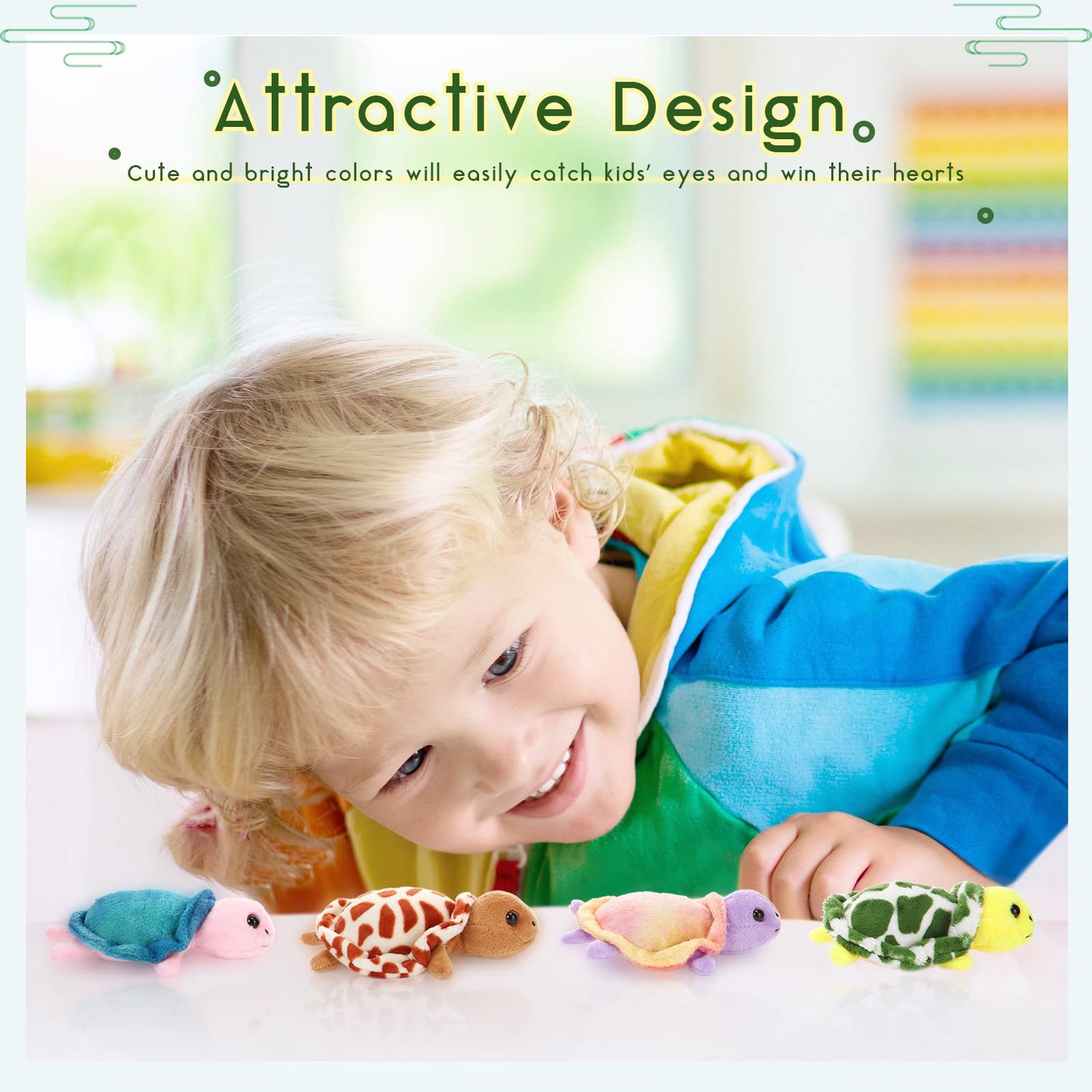 Aoriher 5 Pieces Plush Turtle Set Stuffed Turtle 12 Inch Stuffed Sea Turtle Mom with 4 Little Turtles Soft Plush Stuffed Animal Toys Tortoise Hugging for Birthday Easter, Christmas(Vivid Style)