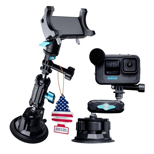 CARMOUNT TitanX100 Heavy Duty Car Mount – 2025 Model, Universal Dashboard & Windshield Cell Phone Car Mount, Adjustable Suction Cup Phone Mount (TitanX100 Pro)