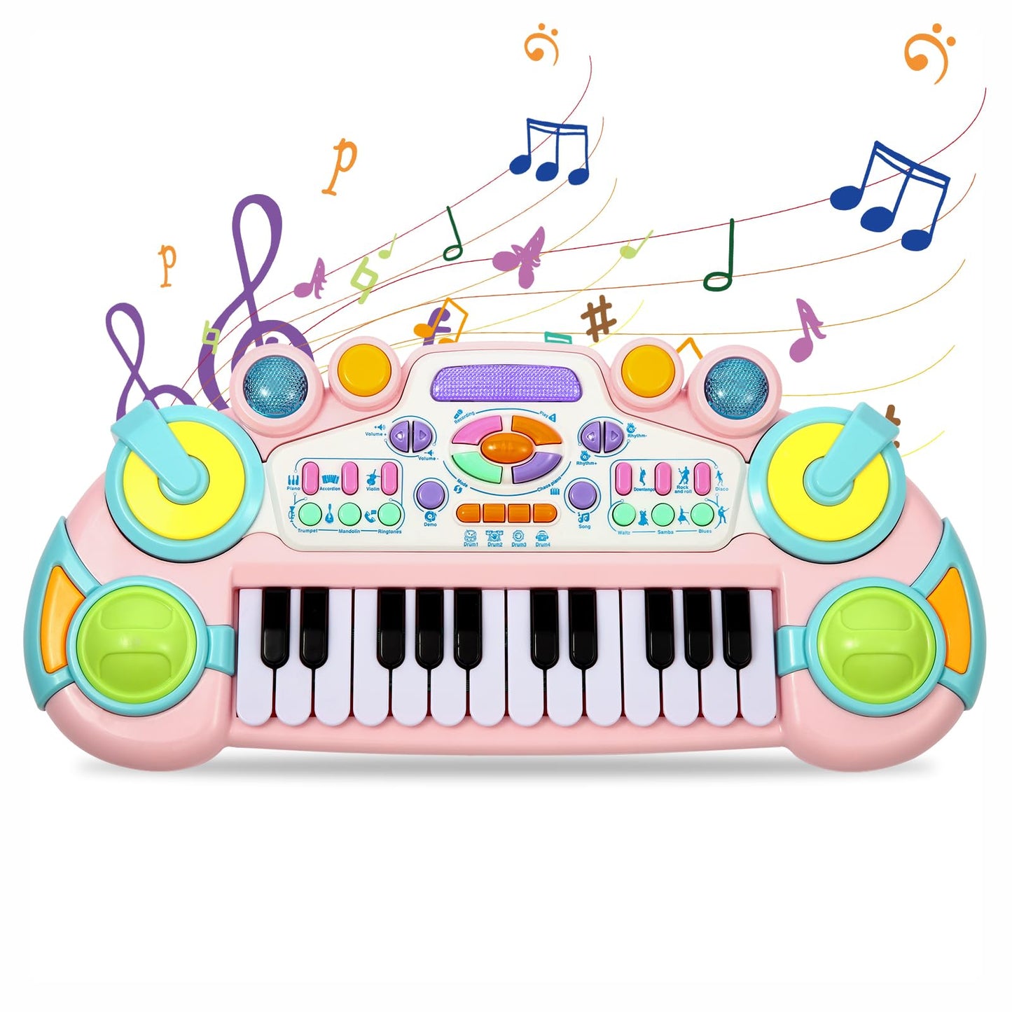 Cozybuy Toddler Piano Toy Keyboard, 24 Keys Toy Piano for Baby, Multifunctional Baby Pianos Girl Toys Kids Pianos Keyboard Toys for Toddlers, Birthday Christmas for 1-6 Years Old Boys Girls Gifts