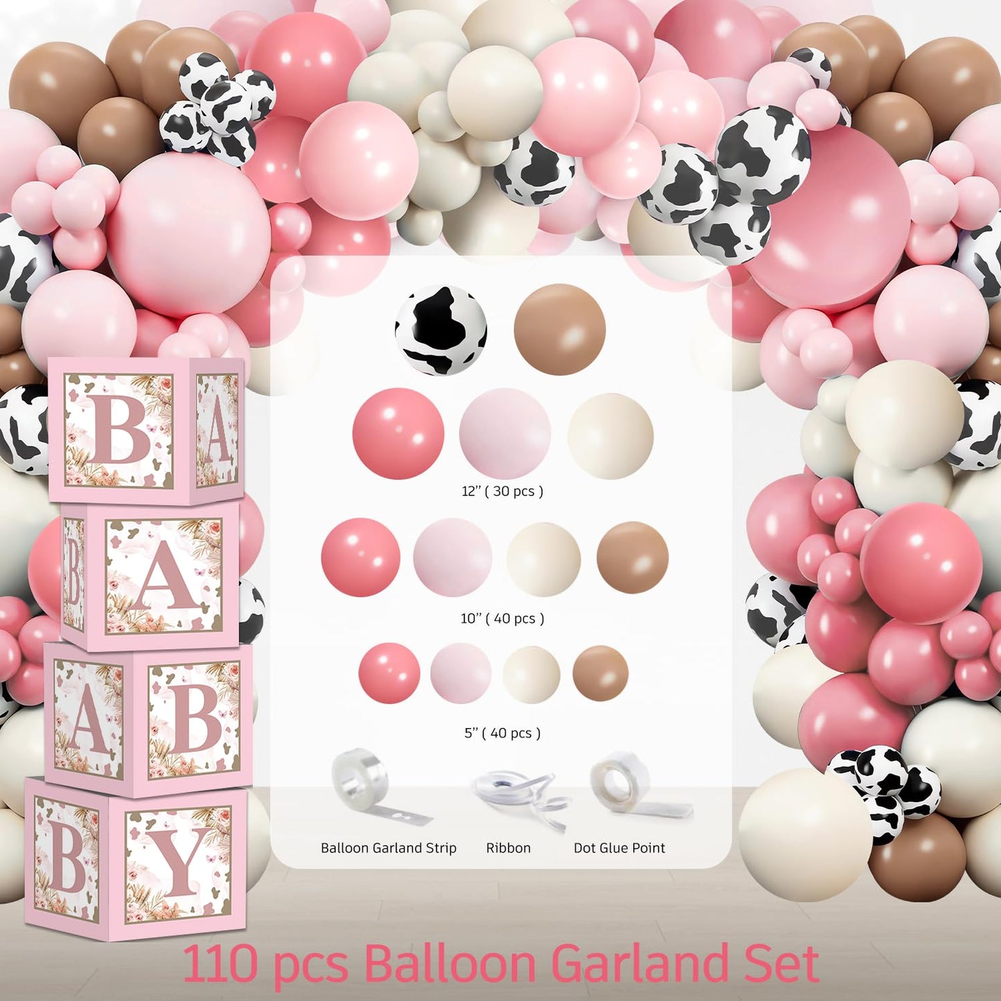Highland Cow Baby Shower Decorations, Complete Pink Baby Shower Decorations, Holy Cow We're Having a Baby Banner Balloons Backdrop Paper Plates and Napkins Decor