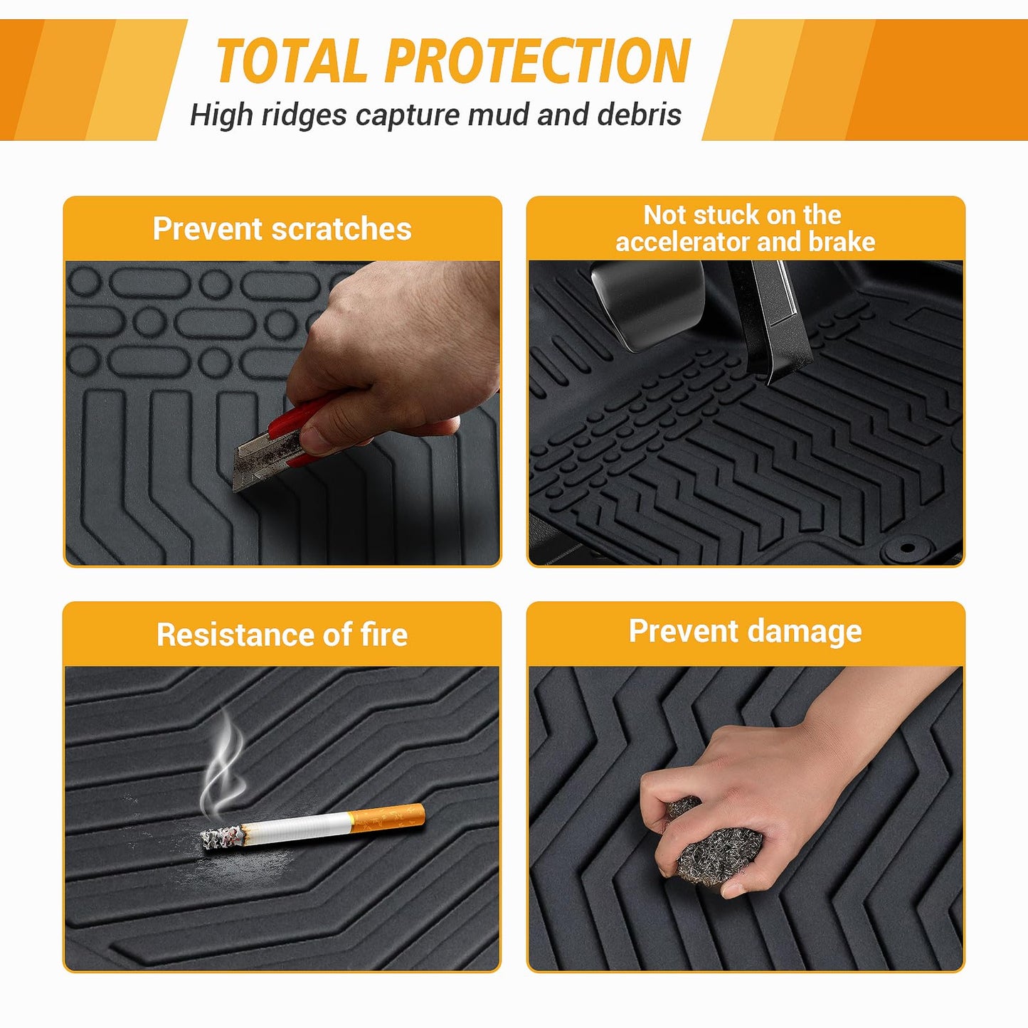 All-Weather TPE Rubber Floor Mats Compatible with 2012 2013 2014 2015 2016 2017 2018 Audi A6 S6, Custom Fit Full Car Carpet Liners Set (Black)