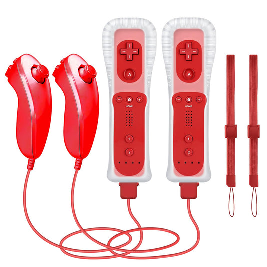 (Red*2) Remote Controller with Motion Plus for Wii/WII U, 2 in 1 Remote with Nunchuck Controller for Wii/WII U Console [nintendo_wii_u]