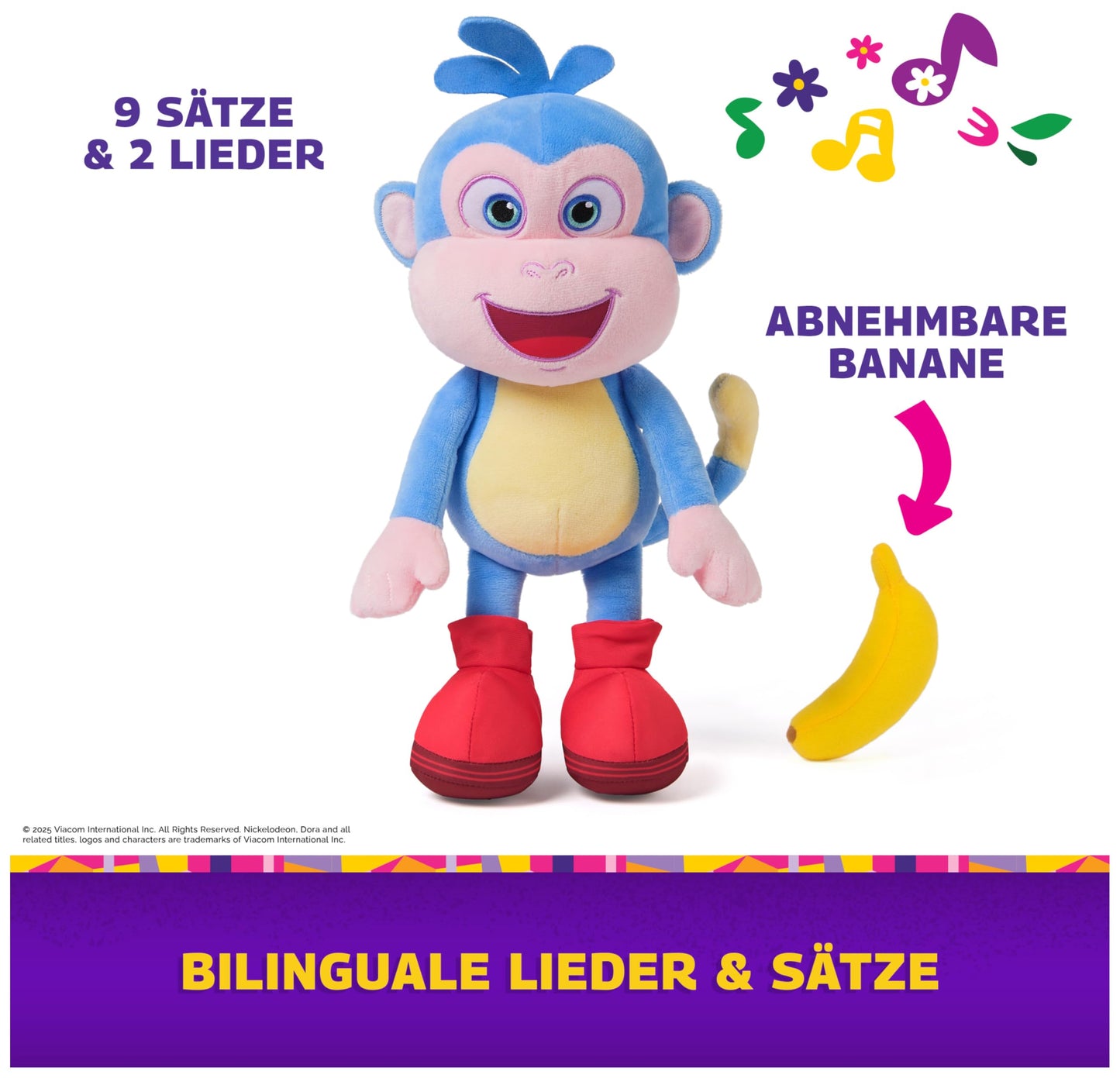 Dora Bananenfreund Boots - Approx. 30 cm Tall Interactive Plush Toy from The Popular TV Series with 2 Songs and 9 Phrases, for Imaginative Play, for Children Aged 3 and Over