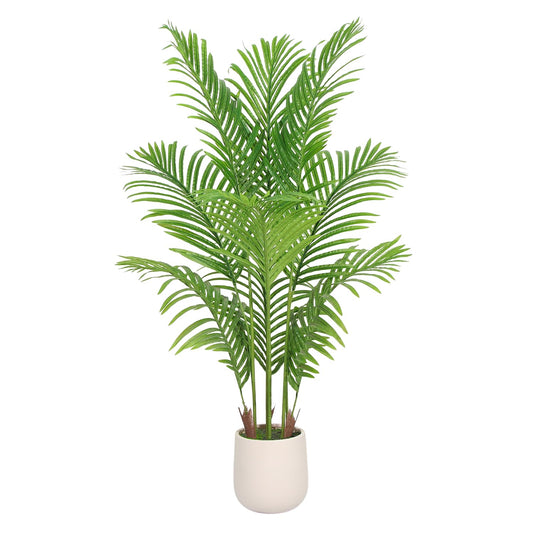 Artificial Palm Tree 4FT, Fake Tree Tall Fake Plant with White Planter, Artificial Tree Faux Floor Plant Artificial Plant Indoor for Home Office Living Room Decor