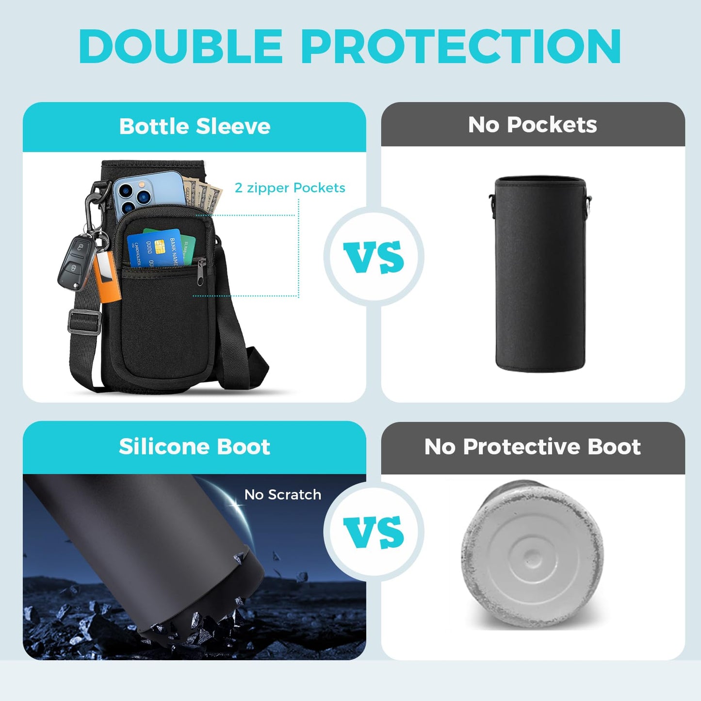 32 40 64OZ Insulated Water Bottle - Keep Cold 48H Hot 24H, Combo Straw & Spout Lids, Survival Paracord Handle, Bottle Carrier Bag w/Strap, Protective Cup Mat, Stainless Steel Flask Jug