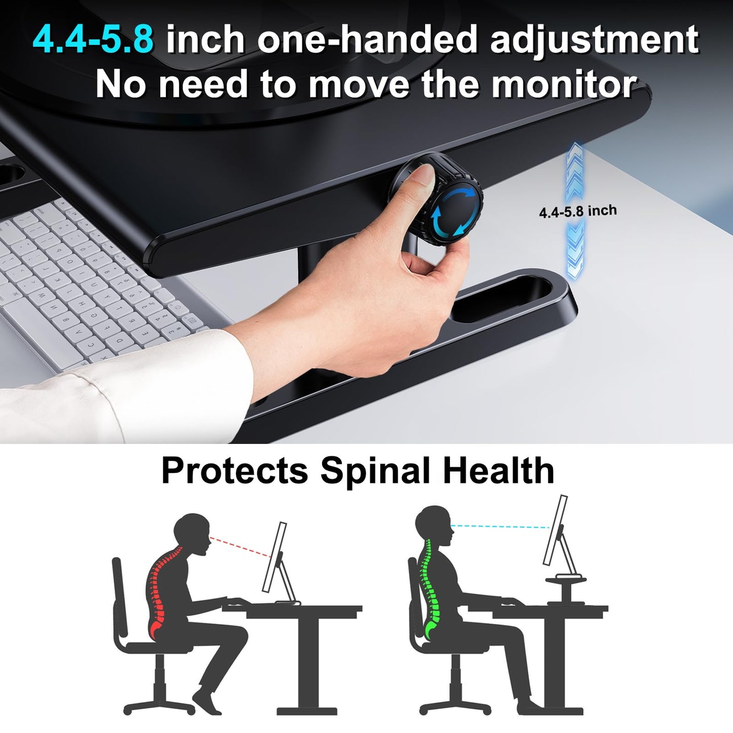 NIFBANG Monitor Stand Riser for Desk,360°Rotation Freely Height Adjustable by Knob,4.4-5.8 Inches,Ergonomic Monitor Stand Mount, Desktop Monitor Stand Riser for Computer,Laptop,Printer,Tv,Black