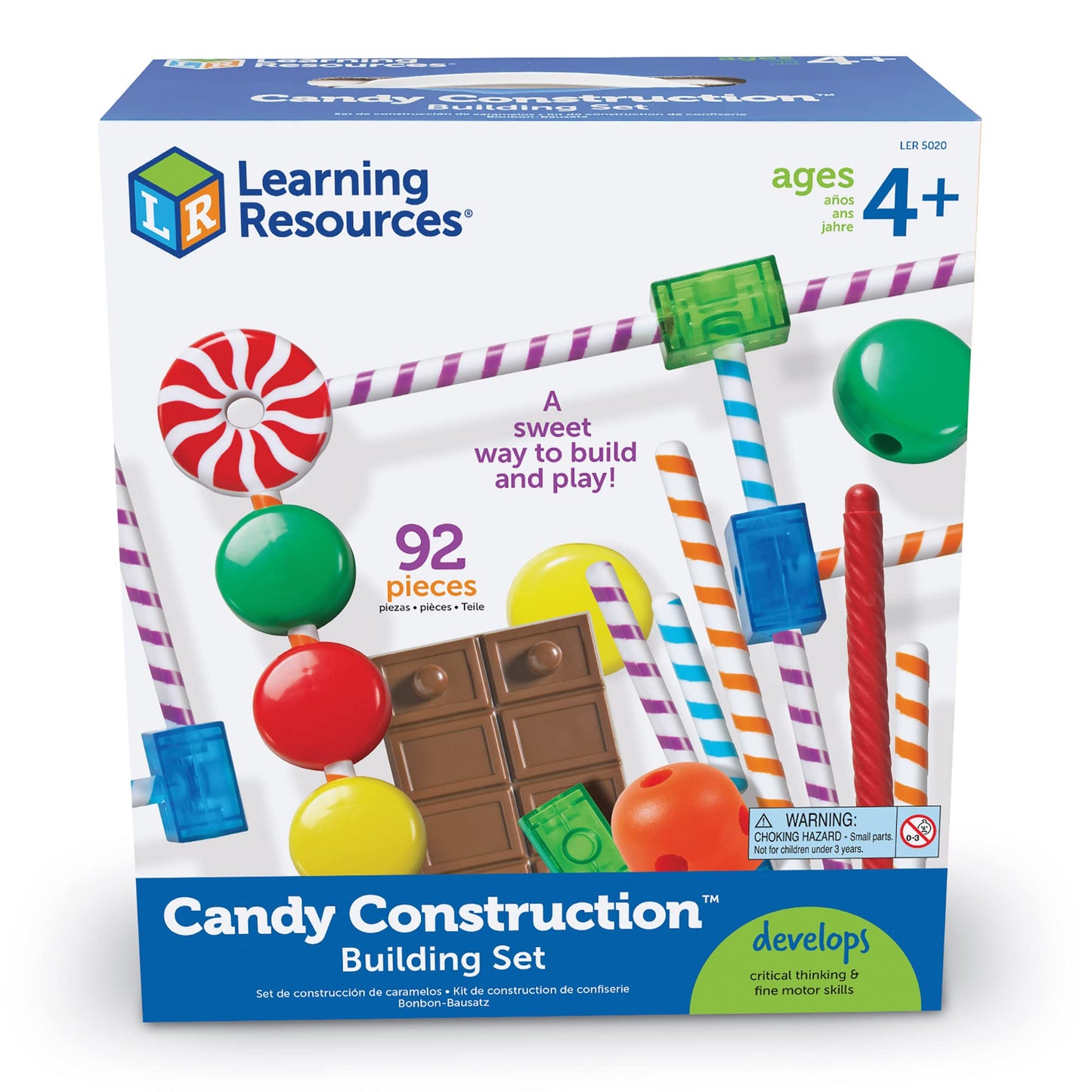 Learning Resources Candy Construction Building Set, Fine Motor Building Toy, 92 Pieces, Ages 4+, Multicolor