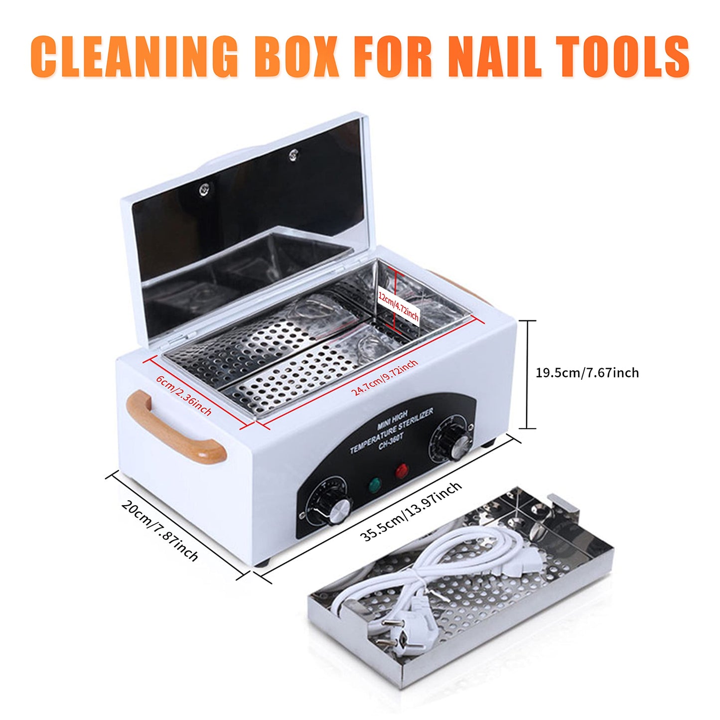 SULLMAR Nail Tool Sterilizers High Temperature Dry Box Timer Clean Box Heat Dry Box Nail Tool Dry Heat Clean，Manicure Salon Hairdressing Tool Equipment,Clean for Tweezers, Other Metal Equipment